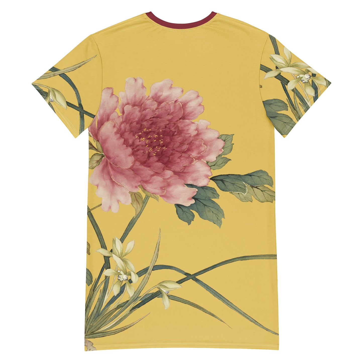 The Spirit of Flowers in Twelve Months｜Orchid and Tree Peony in Bloom｜T-shirt dress｜Gold