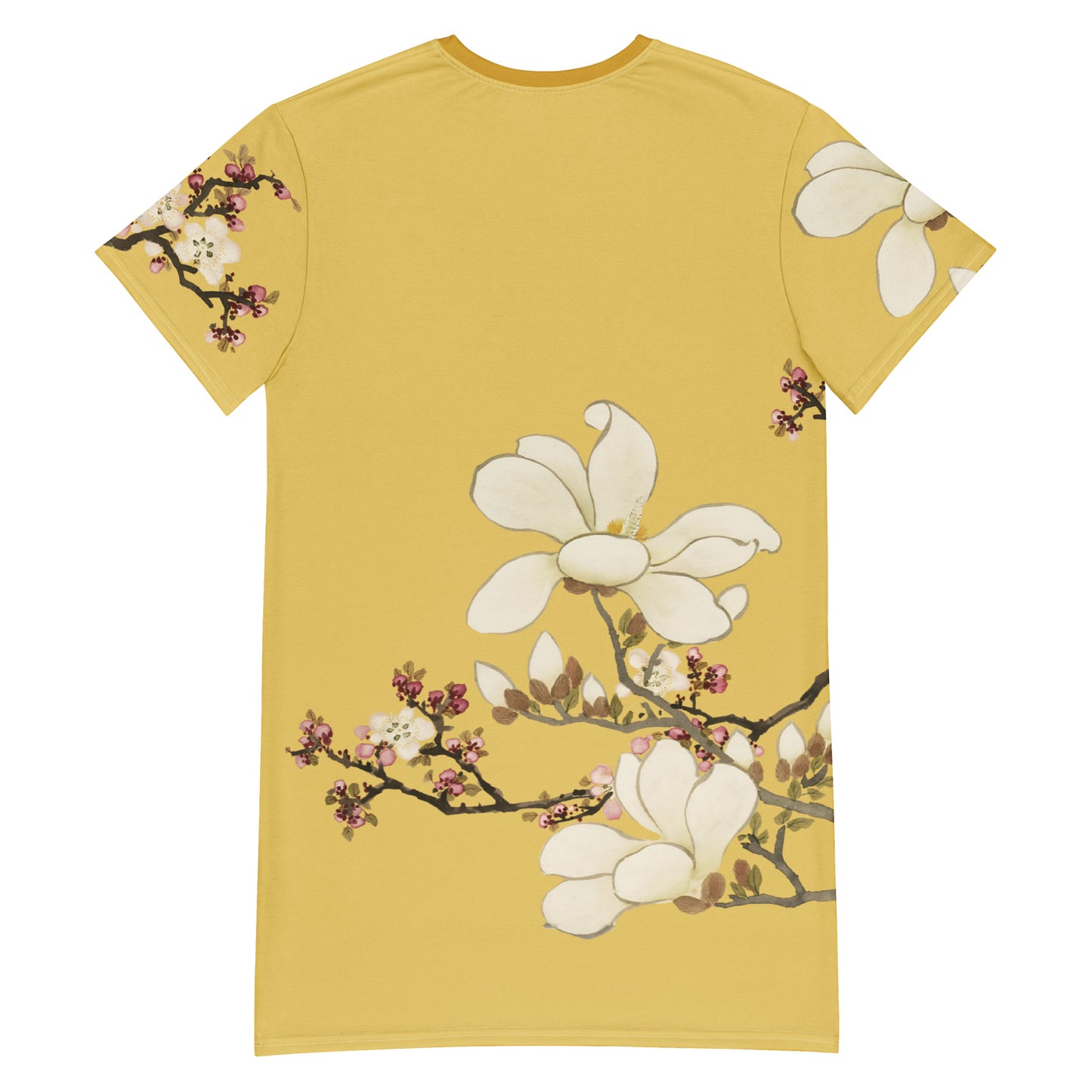 The Spirit of Flowers in Twelve Months｜Apricot and Lily Magnolia in Blossom｜T-shirt dress｜Gold