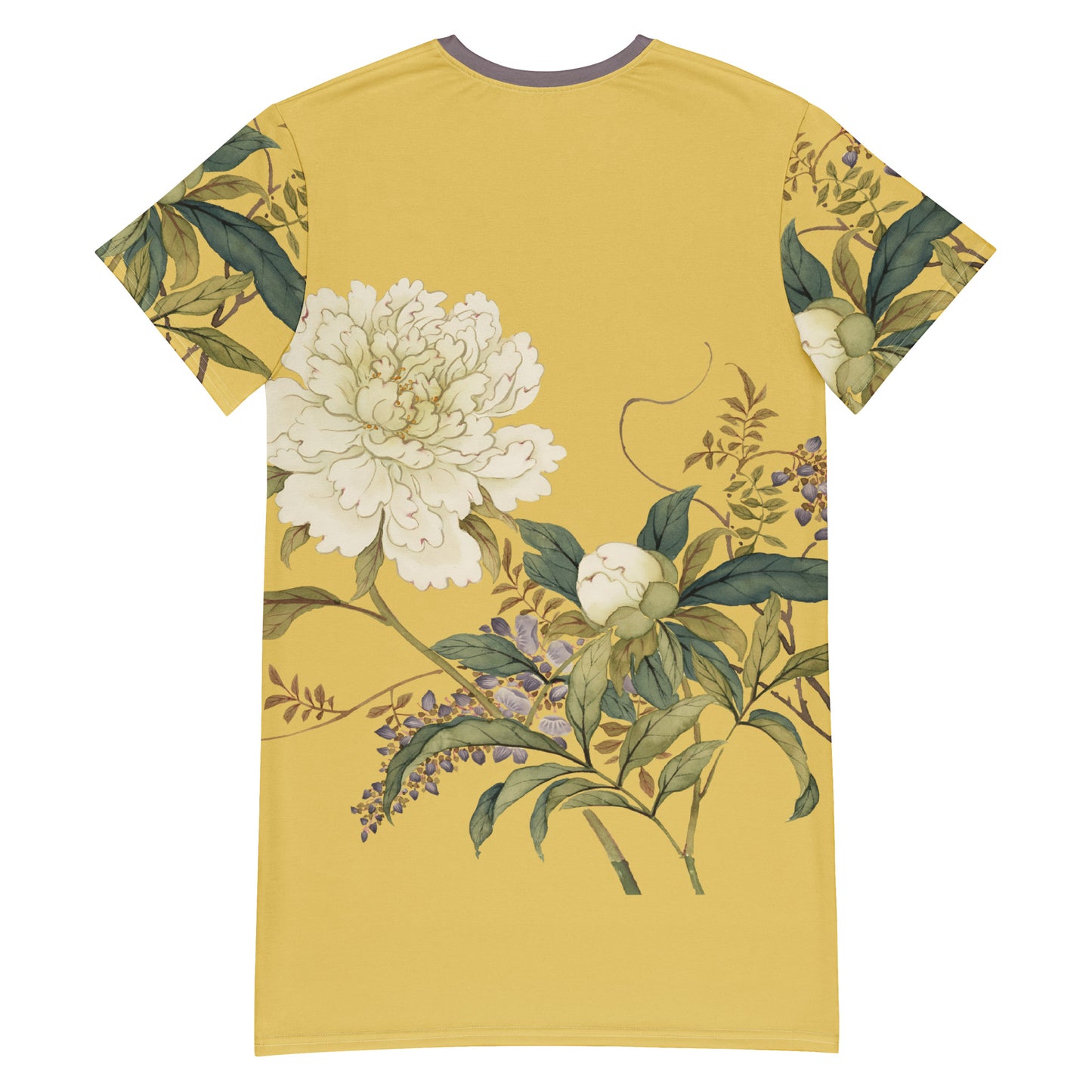 The Spirit of Flowers in Twelve Months｜Chinese Peony and Wisteria in Bloom｜T-shirt dress｜Gold