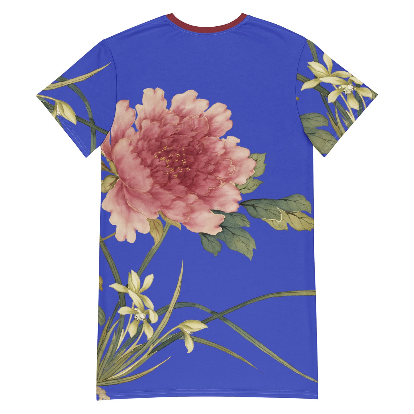 The Spirit of Flowers in Twelve Months｜Orchid and Tree Peony in Bloom｜T-shirt dress｜Royal blue