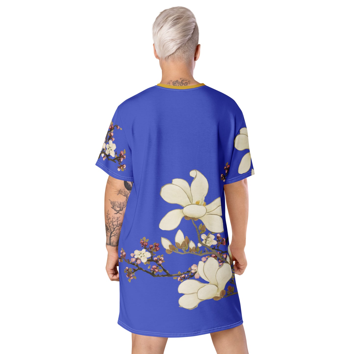 The Spirit of Flowers in Twelve Months｜Apricot and Lily Magnolia in Blossom｜T-shirt dress｜Royal blue