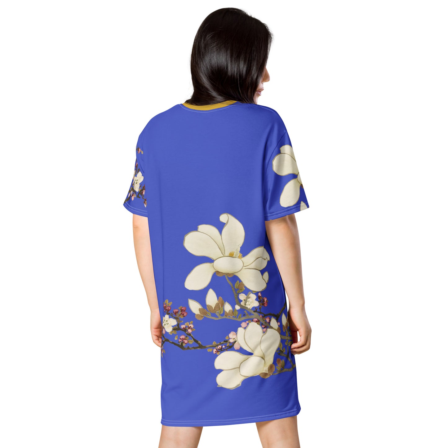 The Spirit of Flowers in Twelve Months｜Apricot and Lily Magnolia in Blossom｜T-shirt dress｜Royal blue