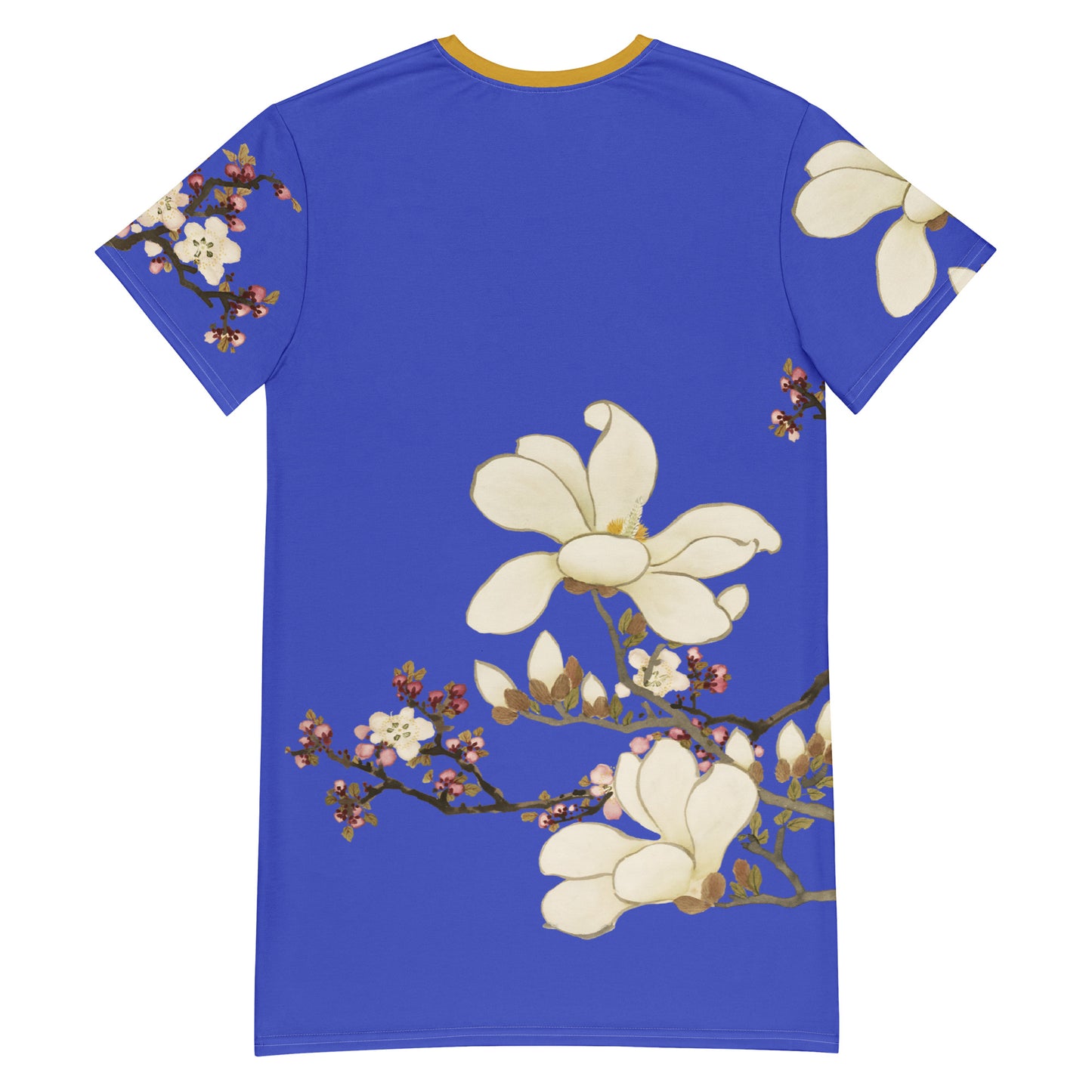 The Spirit of Flowers in Twelve Months｜Apricot and Lily Magnolia in Blossom｜T-shirt dress｜Royal blue