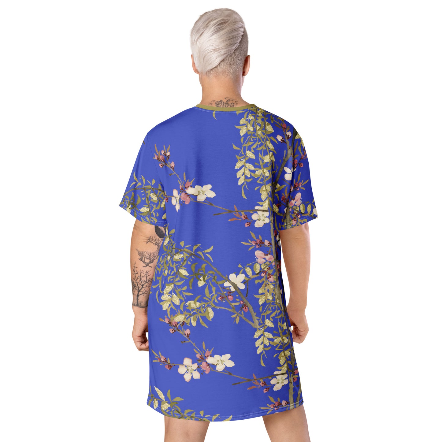 The Spirit of Flowers in Twelve Months｜Willow and Peach Blossom｜T-shirt dress｜Royal blue