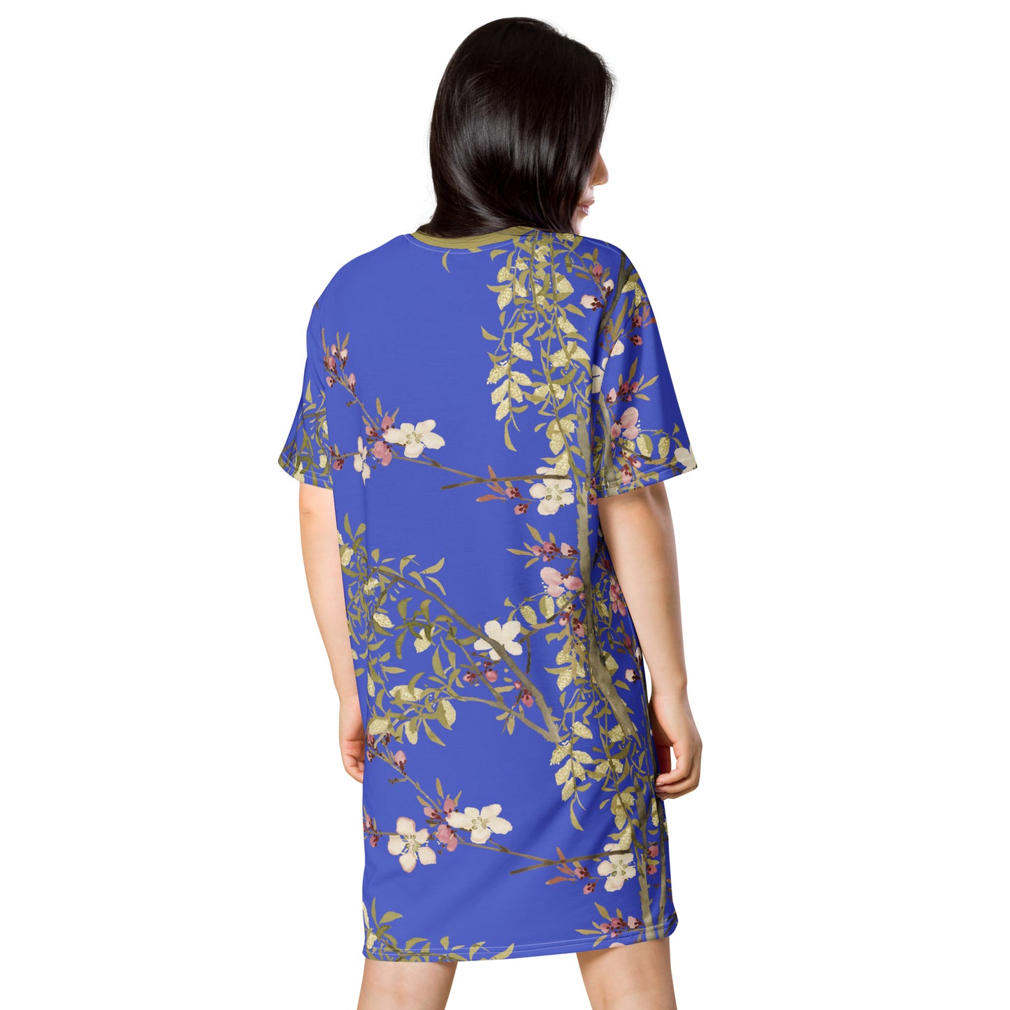 The Spirit of Flowers in Twelve Months｜Willow and Peach Blossom｜T-shirt dress｜Royal blue