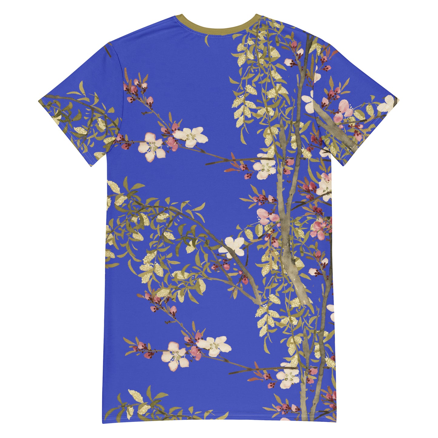 The Spirit of Flowers in Twelve Months｜Willow and Peach Blossom｜T-shirt dress｜Royal blue