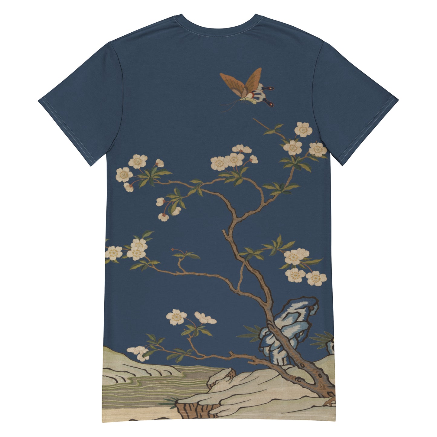 Kesi Flower Album｜Plum Blossoms and Butterfly｜T-shirt dress｜Dark blue