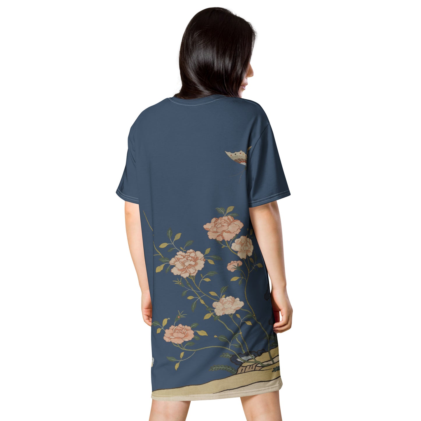 Kesi Flower Album｜Red Roses｜T-shirt dress｜Dark blue