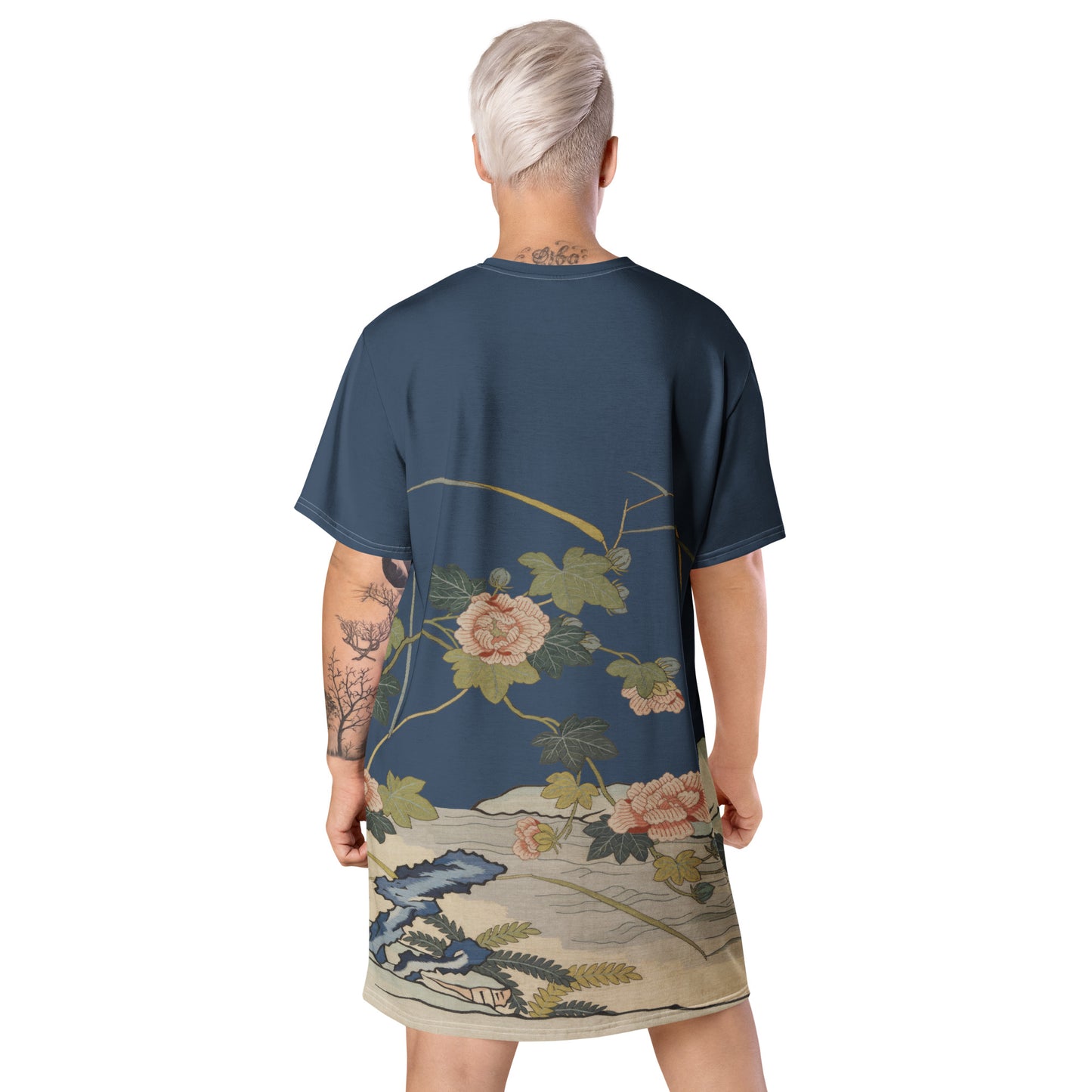 Kesi Flower Album｜Hibiscus by the Water｜T-shirt dress｜Dark blue