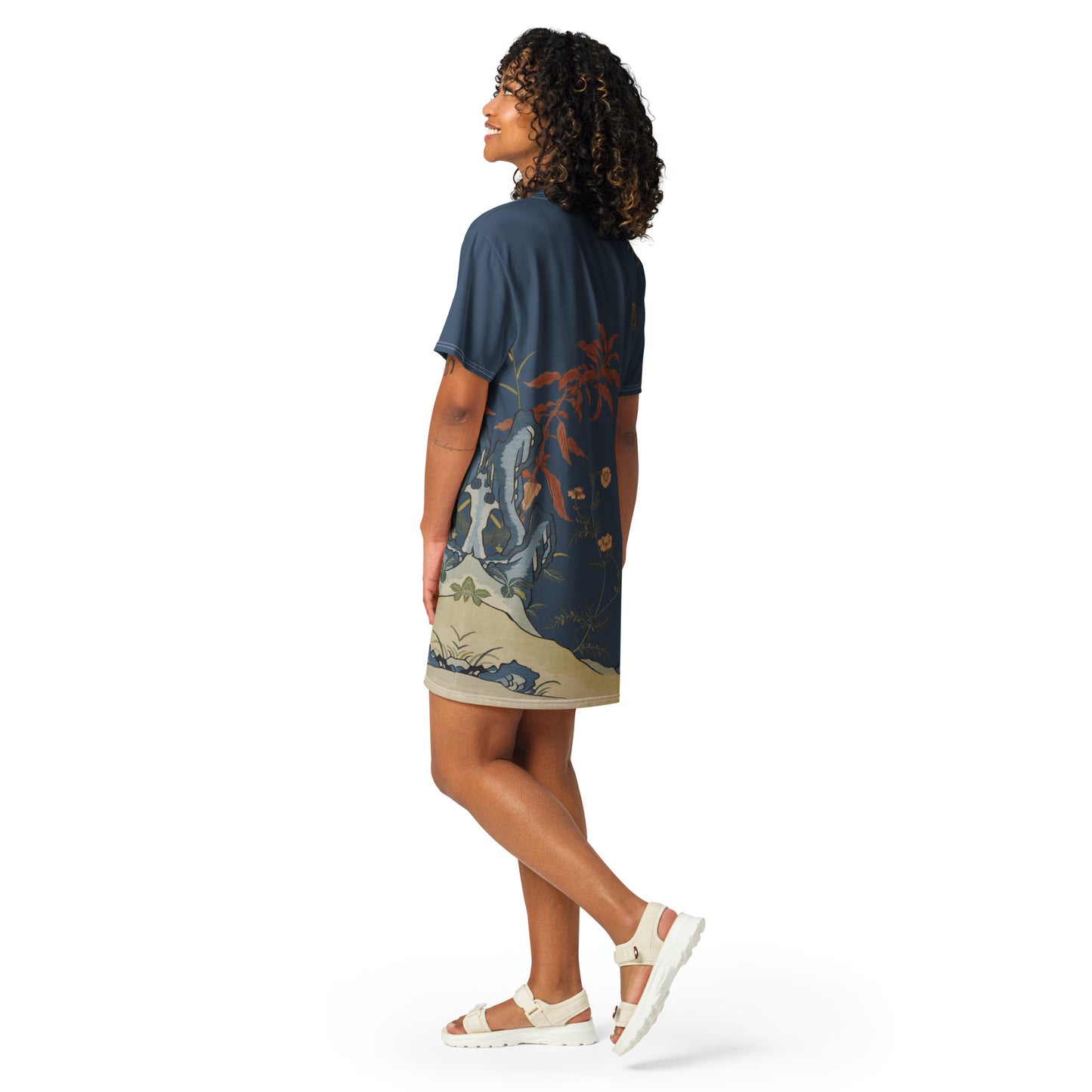 Kesi Flower Album｜Butterflies and Flowers｜T-shirt dress｜Dark blue