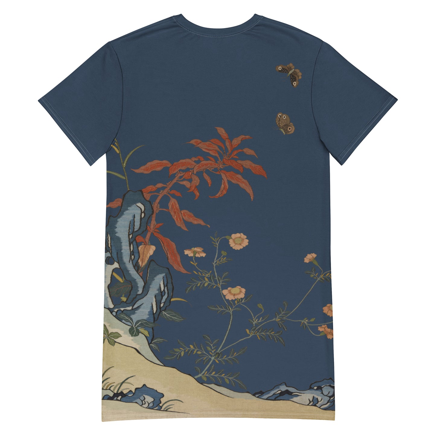 Kesi Flower Album｜Butterflies and Flowers｜T-shirt dress｜Dark blue