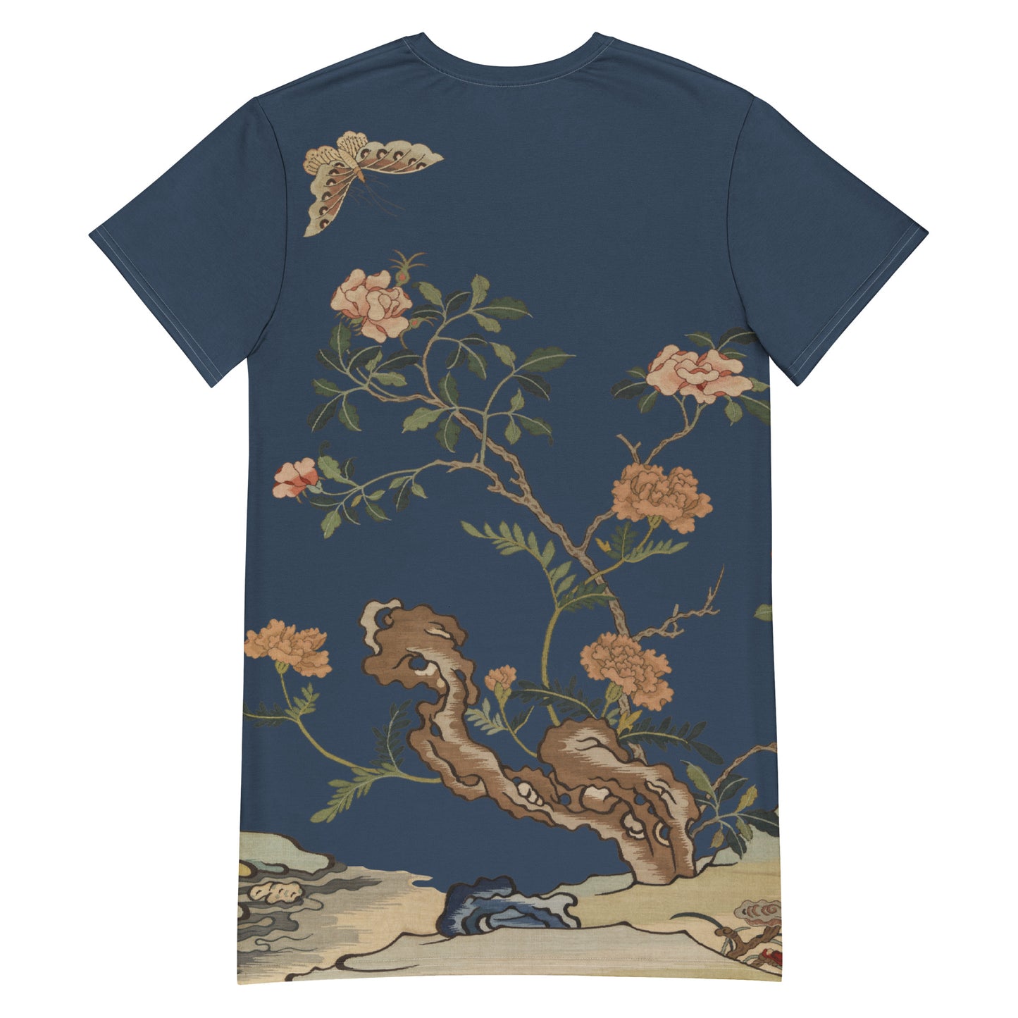 Kesi Flower Album｜Camellia and Butterfly｜T-shirt dress｜Dark blue