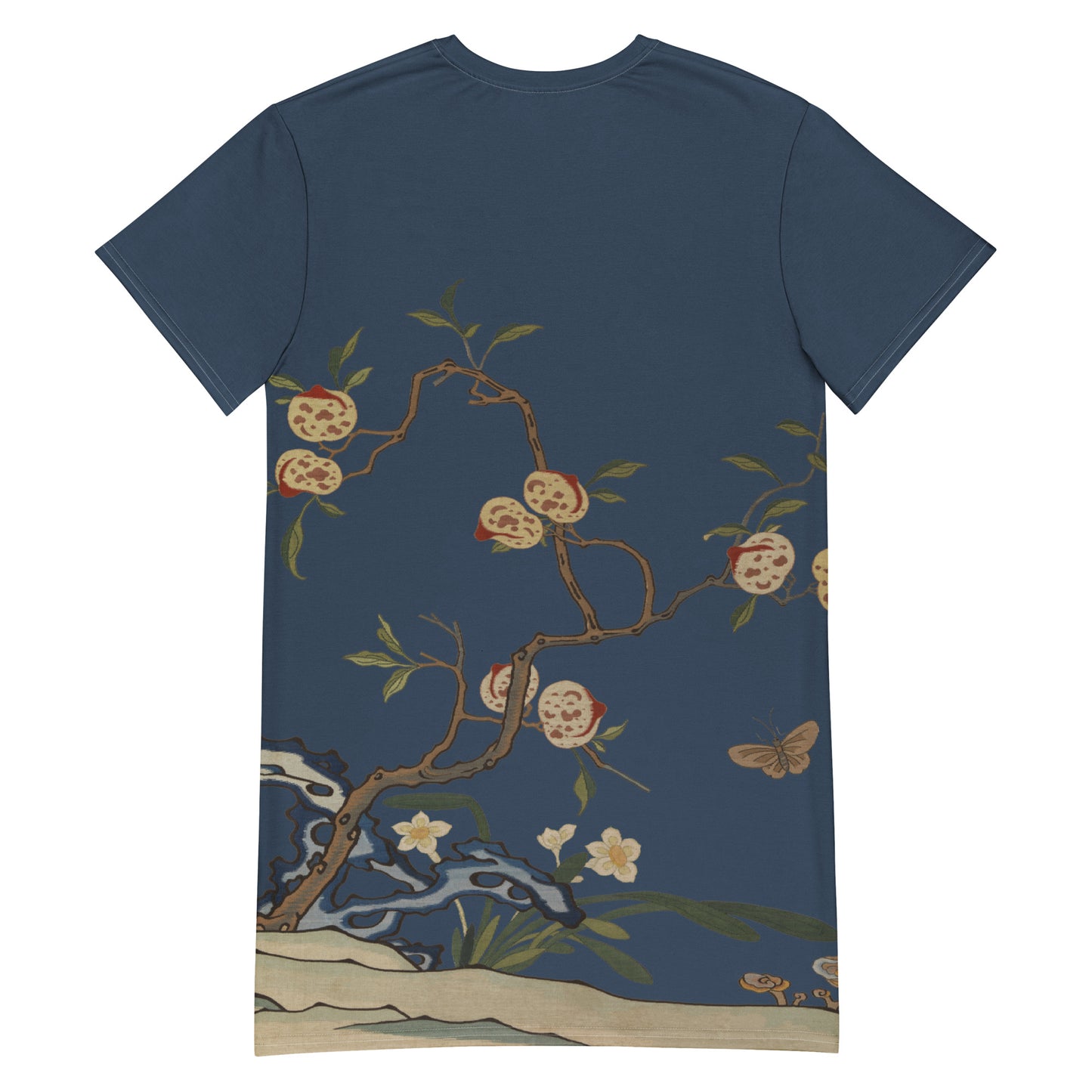 Kesi Flower Album｜Narcissus and Peaches｜T-shirt dress｜Dark blue