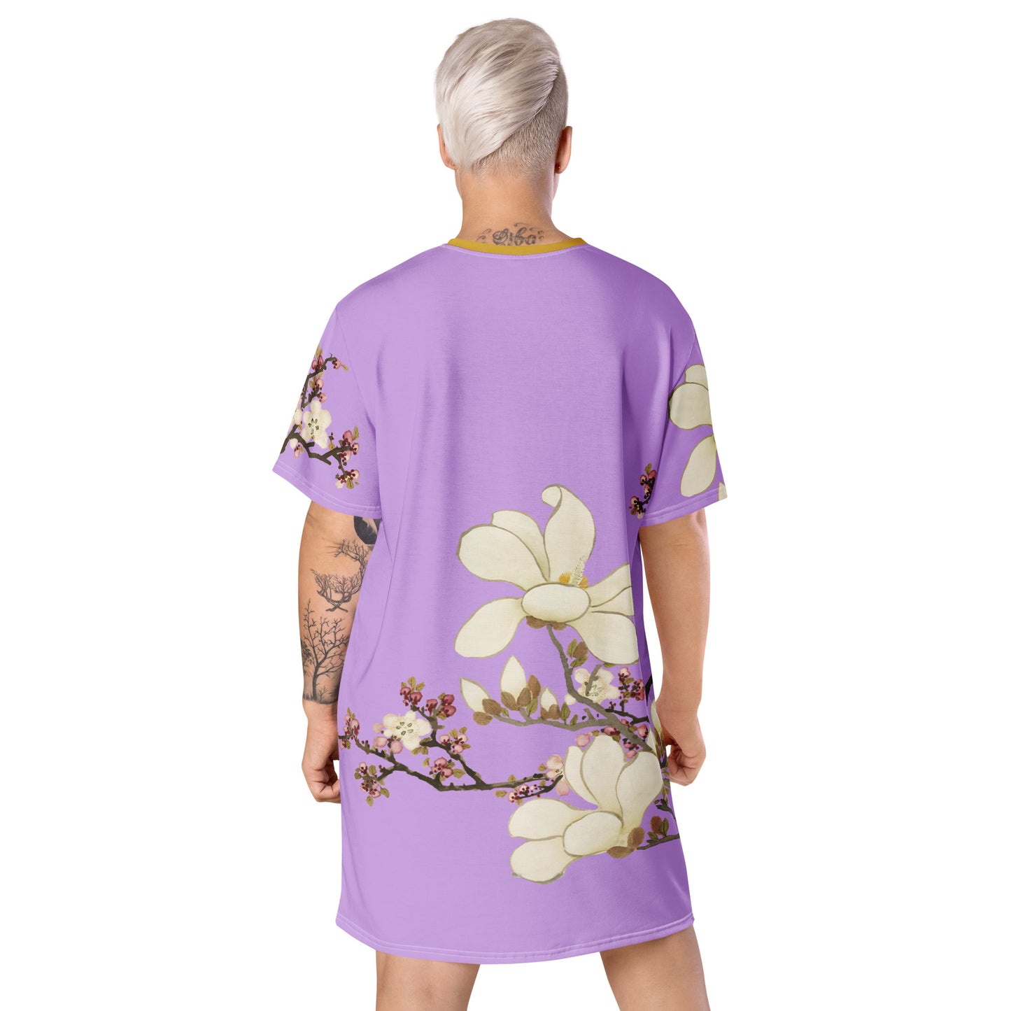 12月の花神様｜Apricot and Lily Magnolia in Blossom｜T-shirt dress｜Lilac