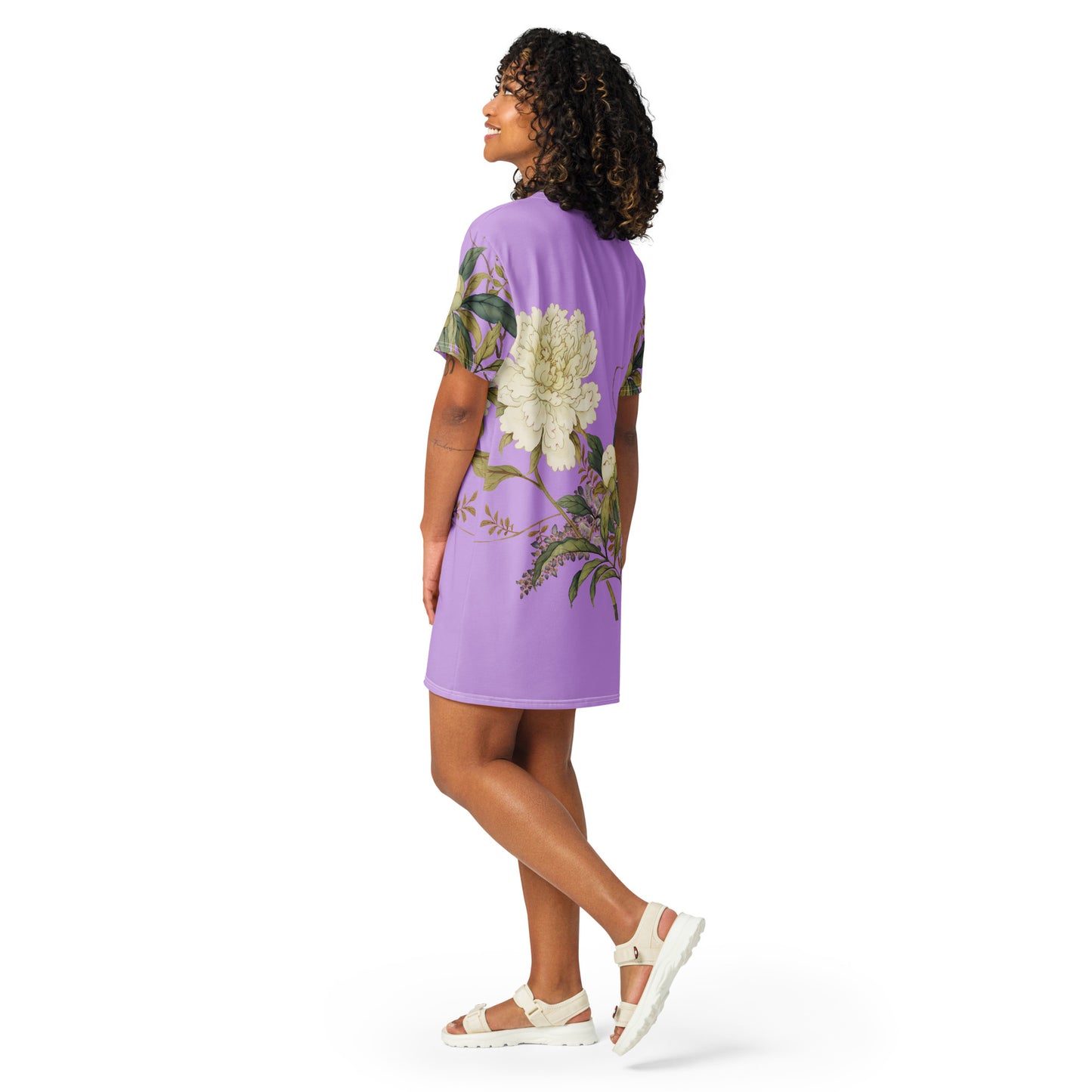 The Spirit of Flowers in Twelve Months｜Chinese Peony and Wisteria in Bloom｜T-shirt dress｜Lilac