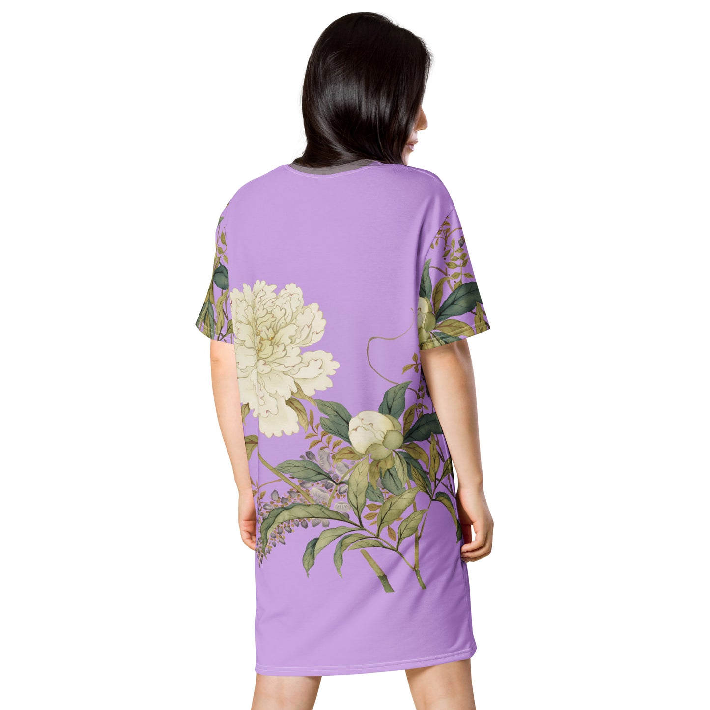 The Spirit of Flowers in Twelve Months｜Chinese Peony and Wisteria in Bloom｜T-shirt dress｜Lilac