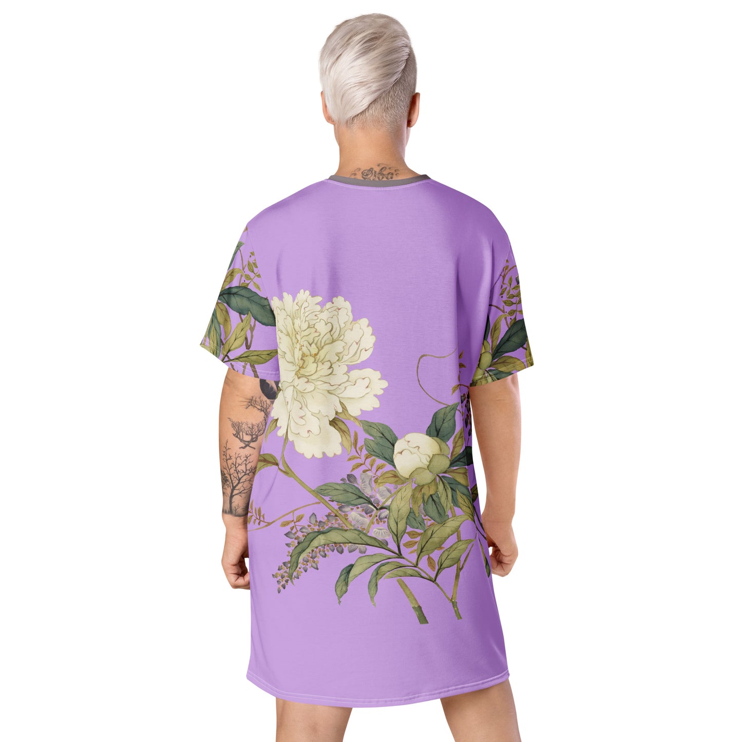 The Spirit of Flowers in Twelve Months｜Chinese Peony and Wisteria in Bloom｜T-shirt dress｜Lilac