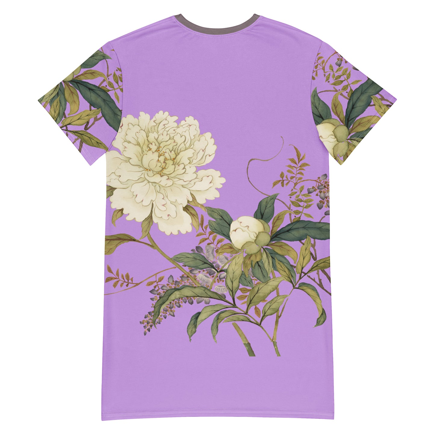 The Spirit of Flowers in Twelve Months｜Chinese Peony and Wisteria in Bloom｜T-shirt dress｜Lilac