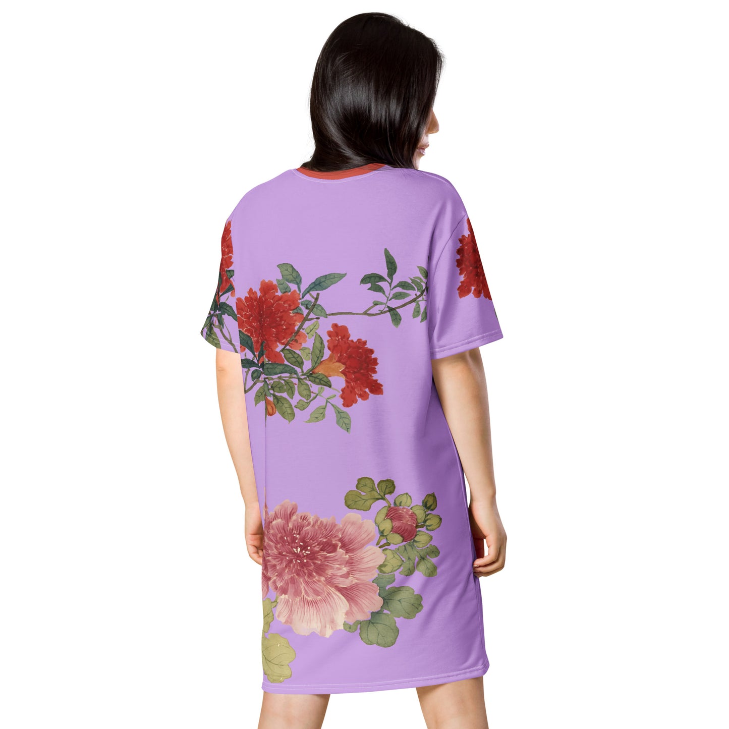 The Spirit of Flowers in Twelve Months｜Hollyhock and Pomegranate in Bloom｜T-shirt dress｜Lilac