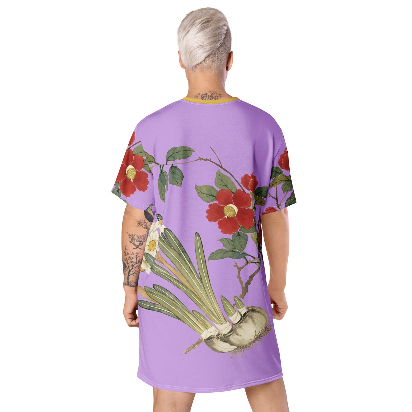 The Spirit of Flowers in Twelve Months｜Narcissus and Camelia in Bloom｜T-shirt dress｜Lilac