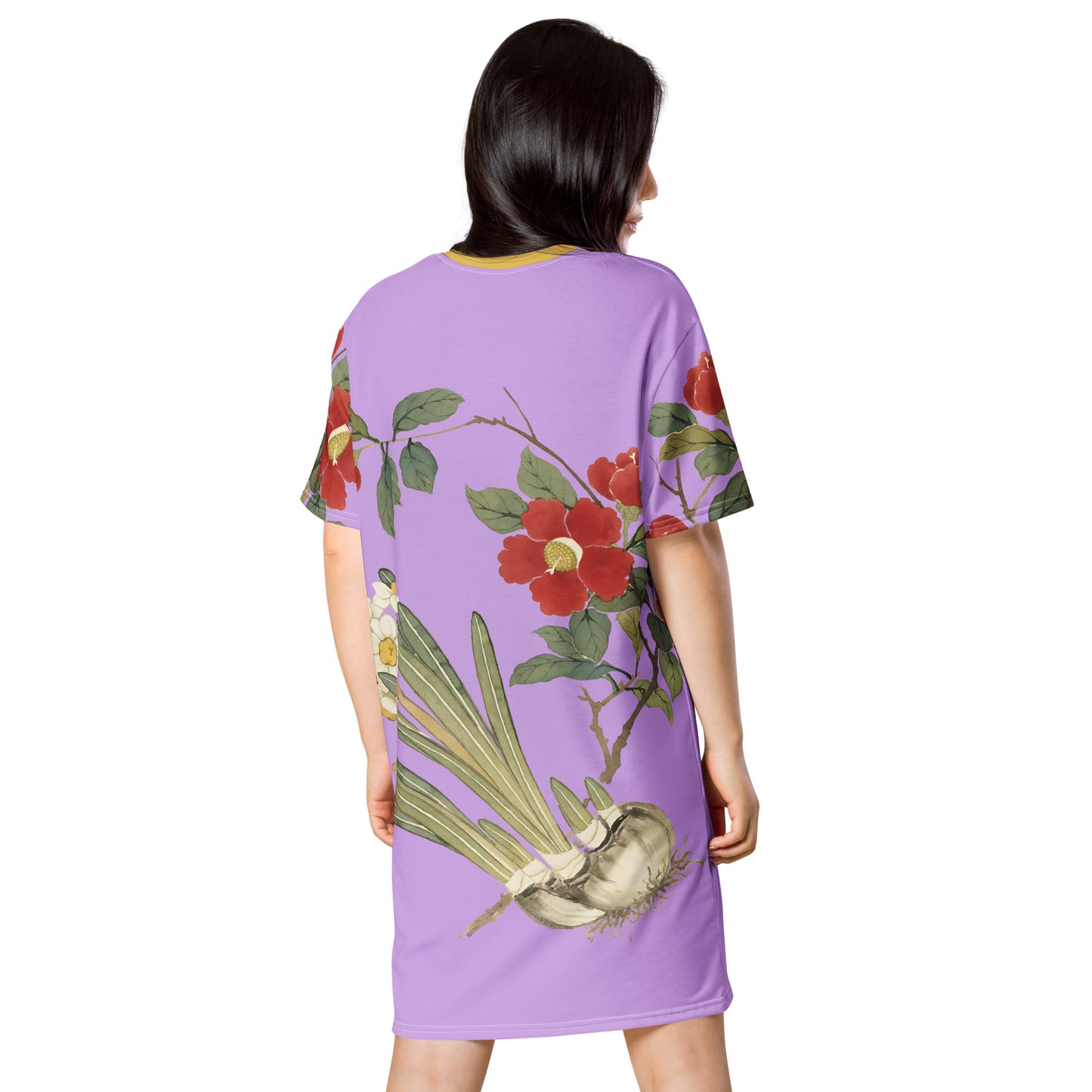 The Spirit of Flowers in Twelve Months｜Narcissus and Camelia in Bloom｜T-shirt dress｜Lilac