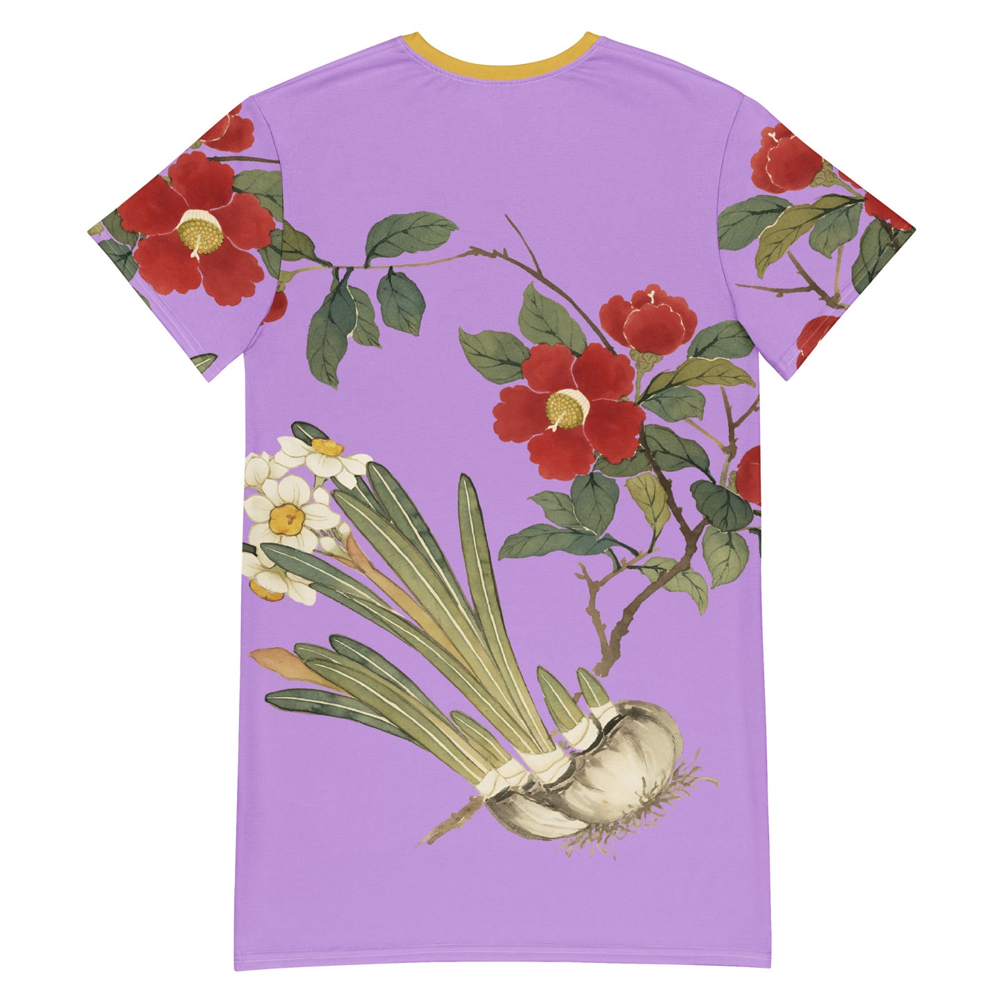 The Spirit of Flowers in Twelve Months｜Narcissus and Camelia in Bloom｜T-shirt dress｜Lilac