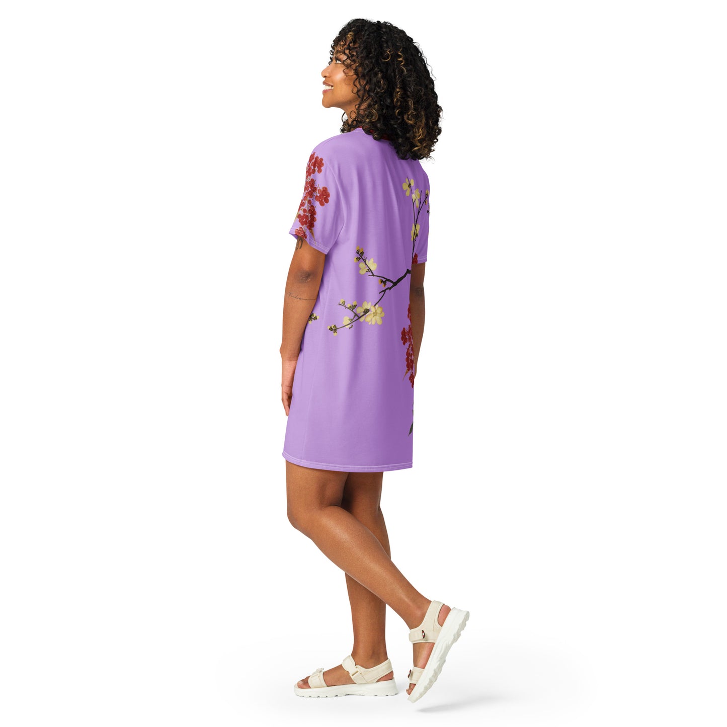 The Spirit of Flowers in Twelve Months｜Blooming Wintersweet and Heavenly Bamboo｜T-shirt dress｜Lilac