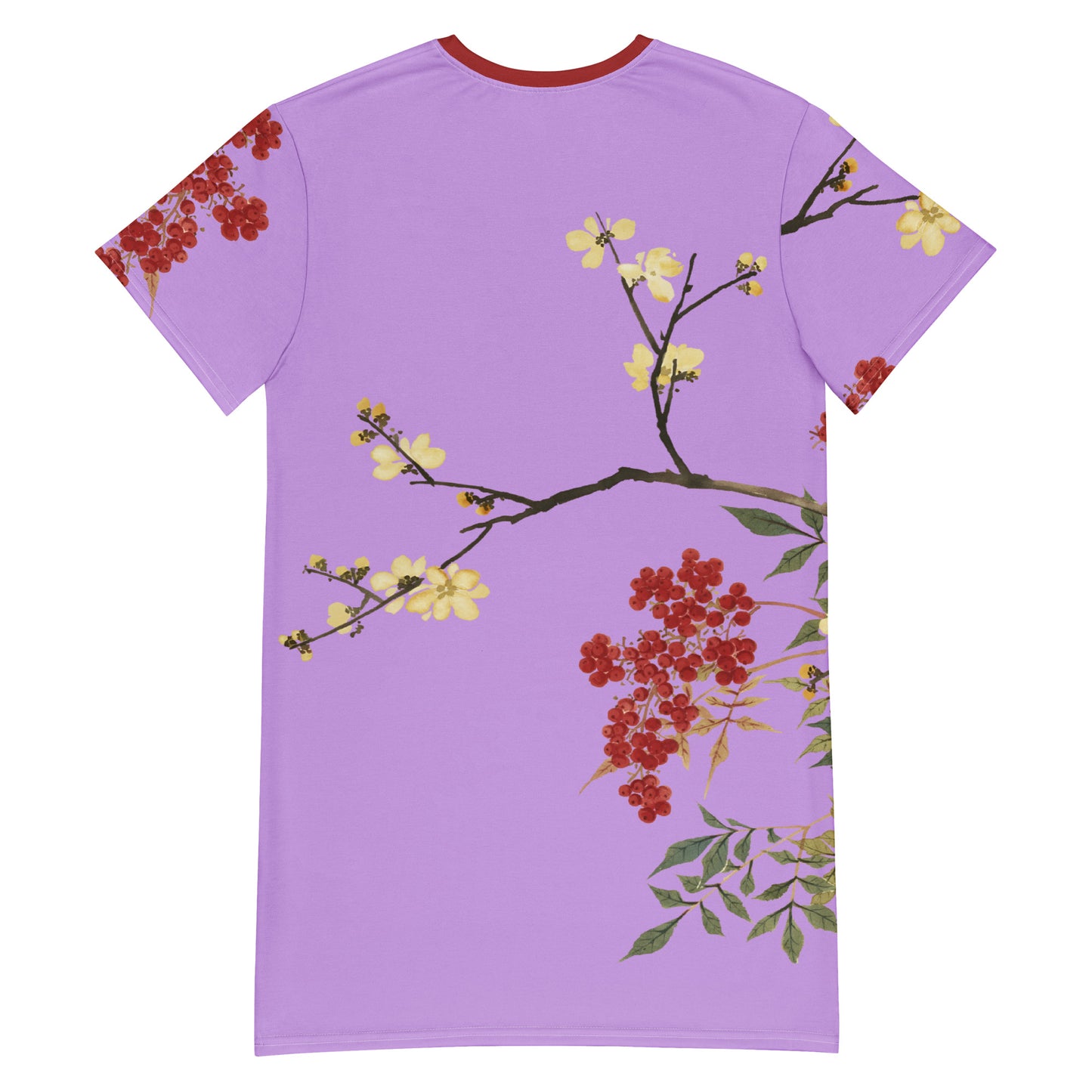 The Spirit of Flowers in Twelve Months｜Blooming Wintersweet and Heavenly Bamboo｜T-shirt dress｜Lilac