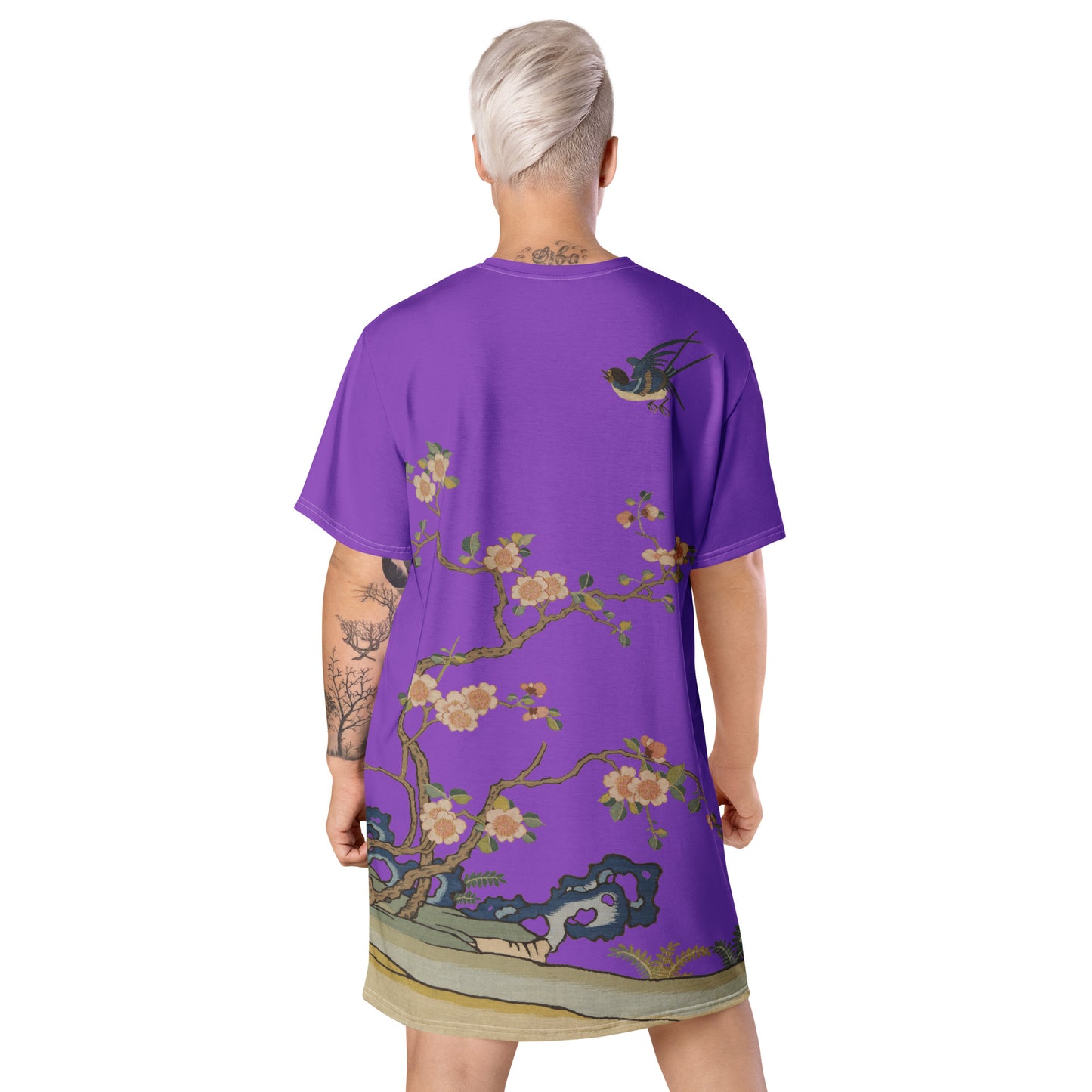 Kesi Flower Album｜Swallow in Flight, Harbinger of Spring｜T-shirt dress｜Purple