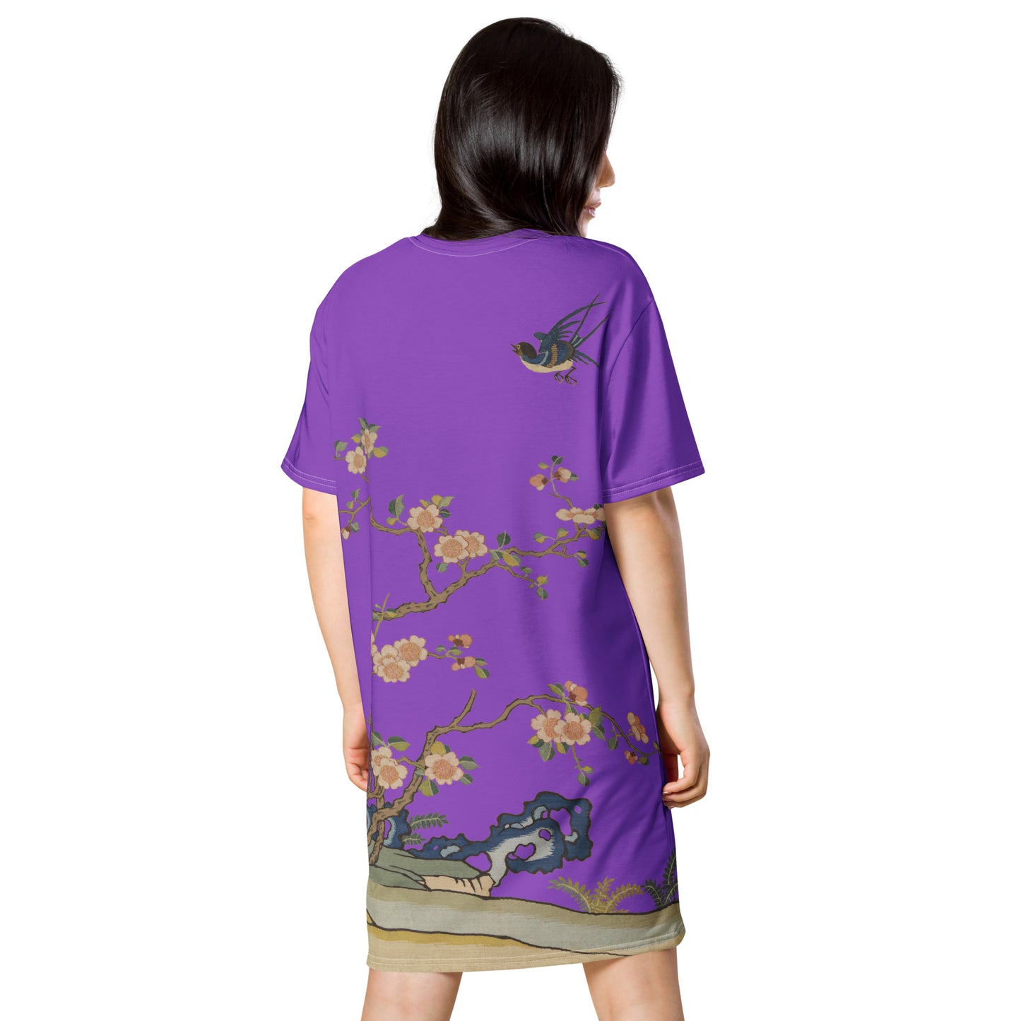 Kesi Flower Album｜Swallow in Flight, Harbinger of Spring｜T-shirt dress｜Purple