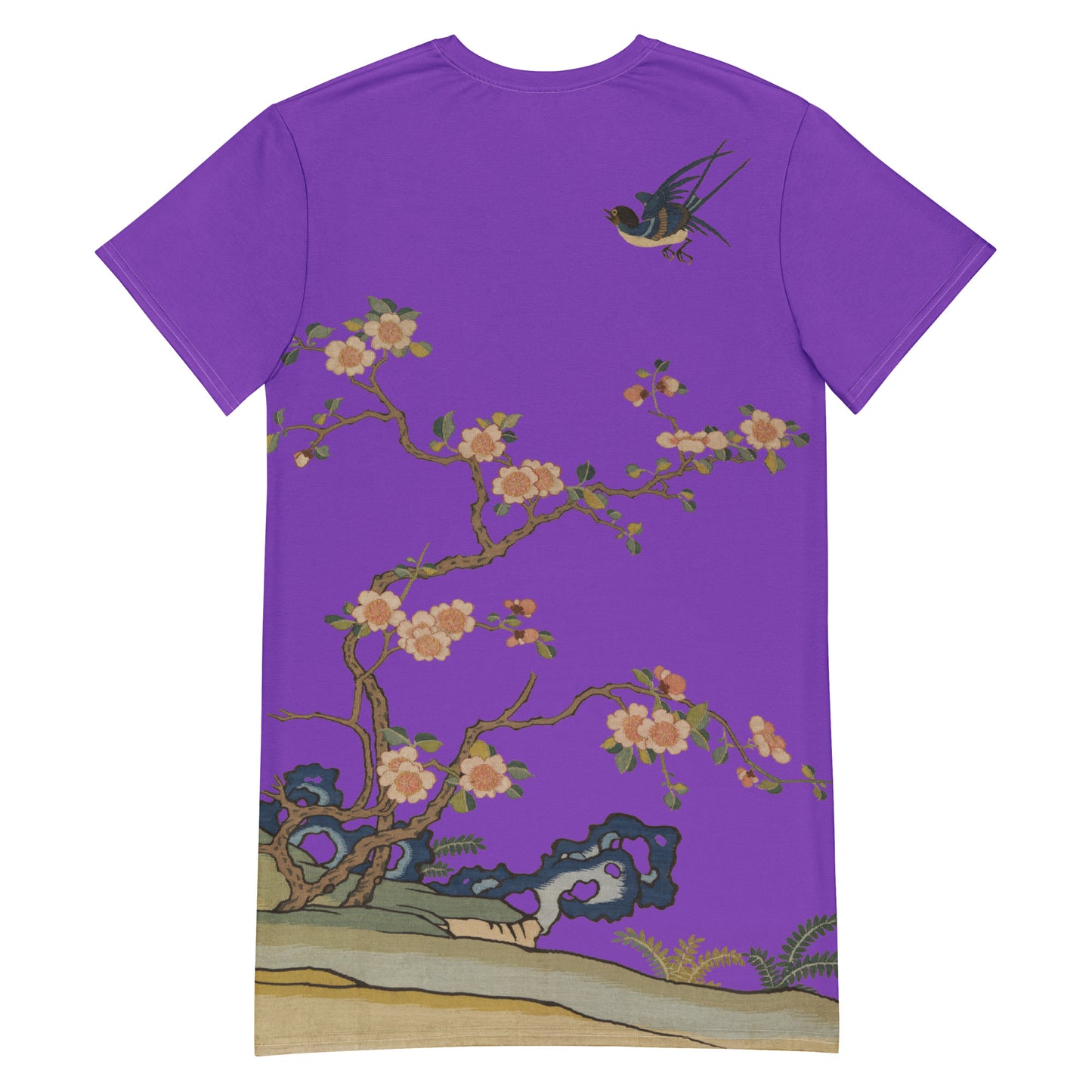 Kesi Flower Album｜Swallow in Flight, Harbinger of Spring｜T-shirt dress｜Purple