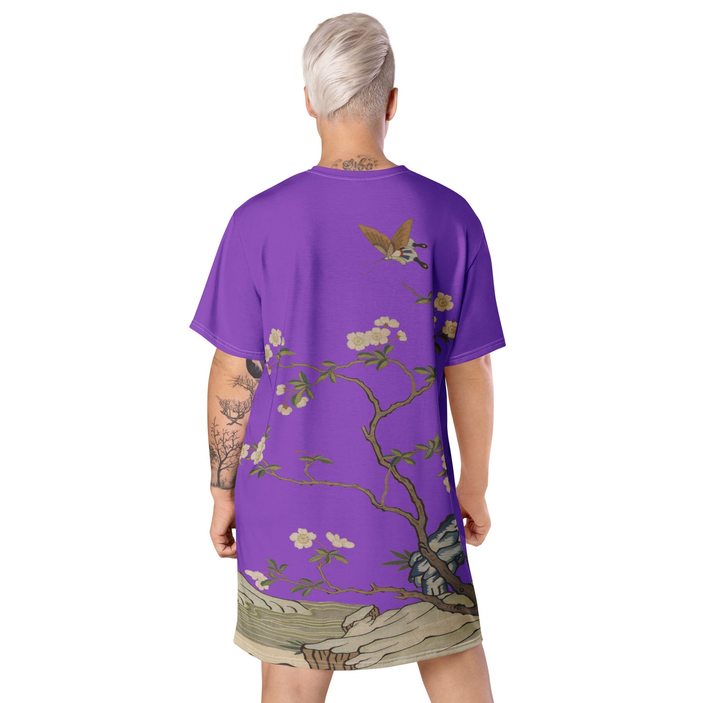 Kesi Flower Album｜Plum Blossoms and Butterfly｜T-shirt dress｜Purple