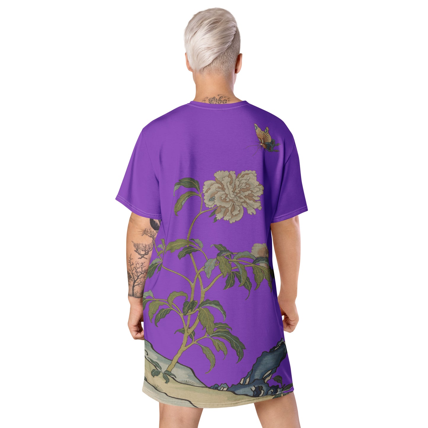 Kesi Flower Album｜Peonies and Butterfly｜T-shirt dress｜Purple