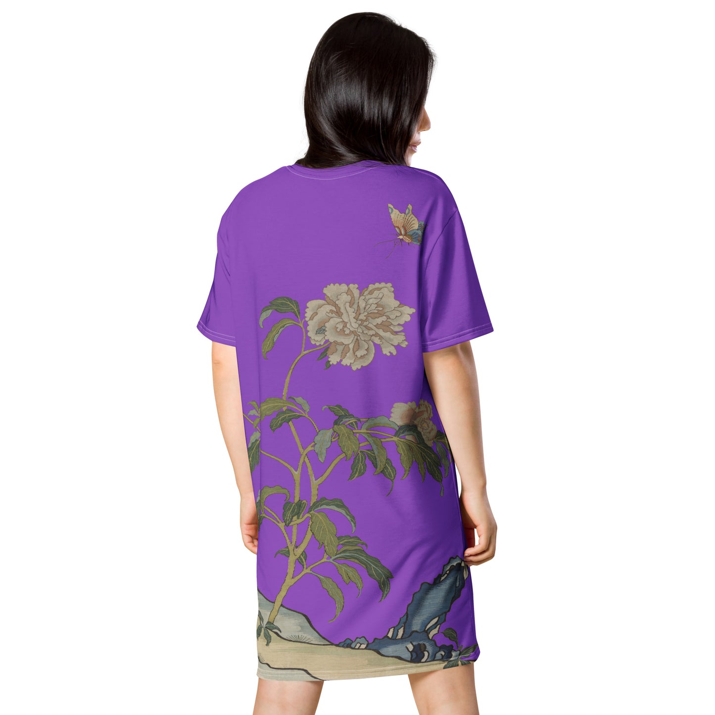 Kesi Flower Album｜Peonies and Butterfly｜T-shirt dress｜Purple