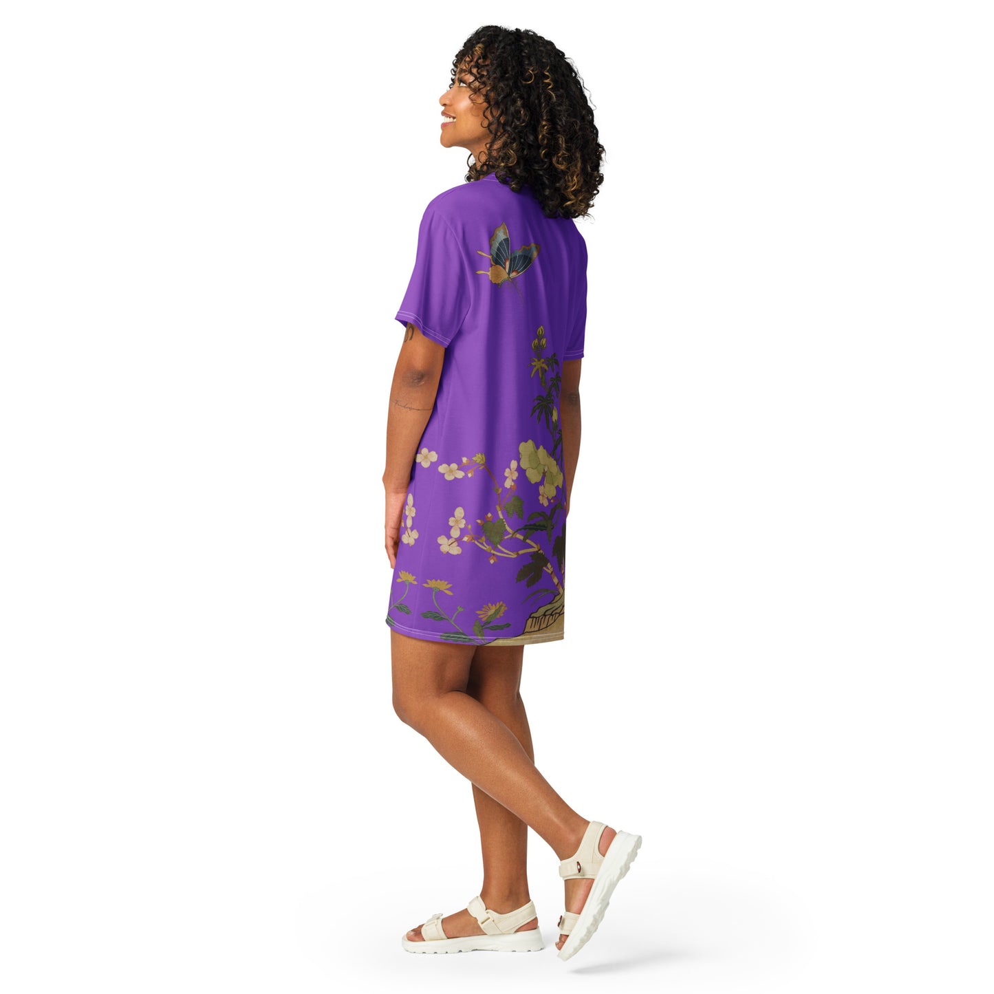 Kesi Flower Album｜Hibiscus and Begonia Blossoms｜T-shirt dress｜Purple