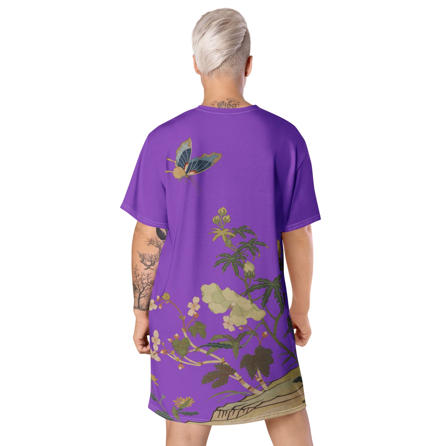 Kesi Flower Album｜Hibiscus and Begonia Blossoms｜T-shirt dress｜Purple