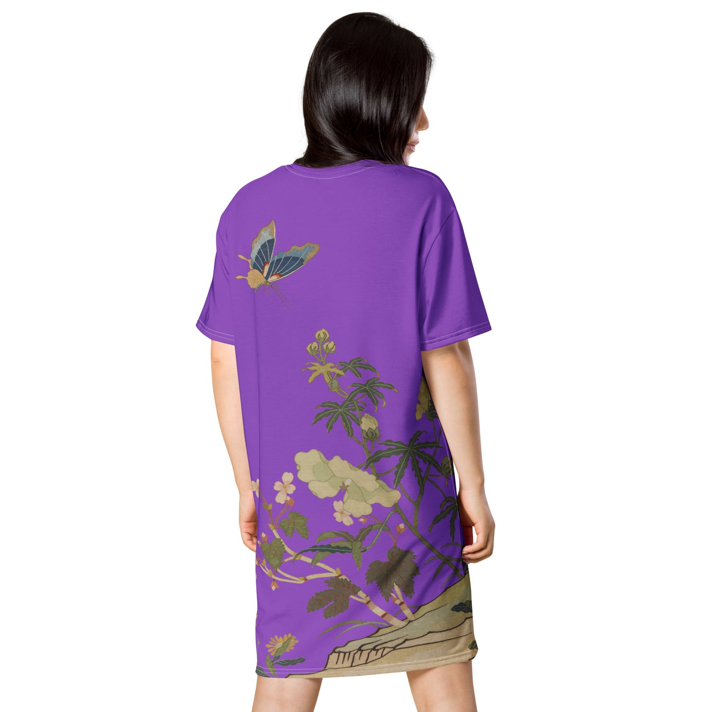 Kesi Flower Album｜Hibiscus and Begonia Blossoms｜T-shirt dress｜Purple