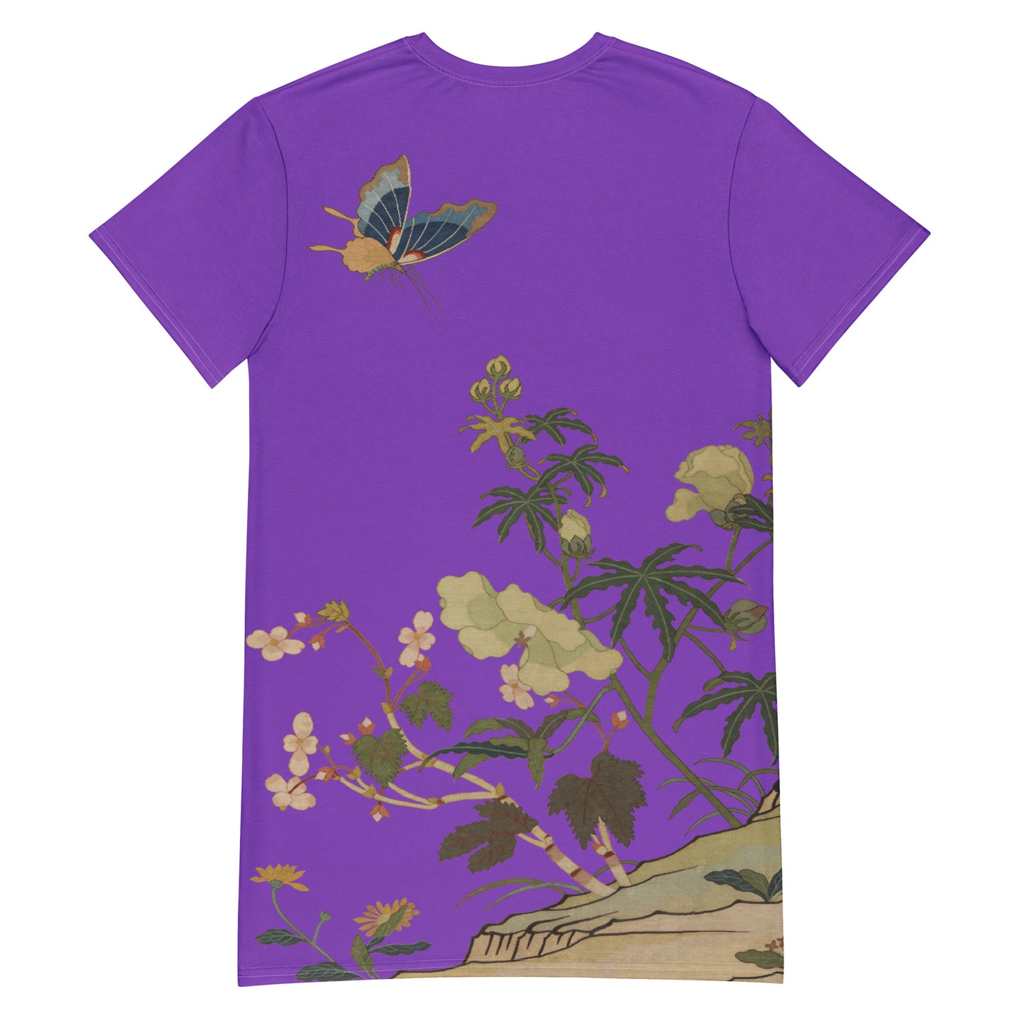 Kesi Flower Album｜Hibiscus and Begonia Blossoms｜T-shirt dress｜Purple