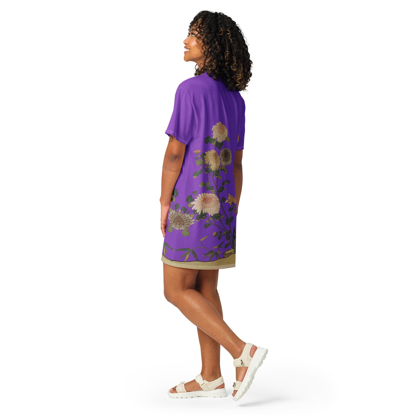 Kesi Flower Album｜Chrysanthemums and Butterflies｜T-shirt dress｜Purple