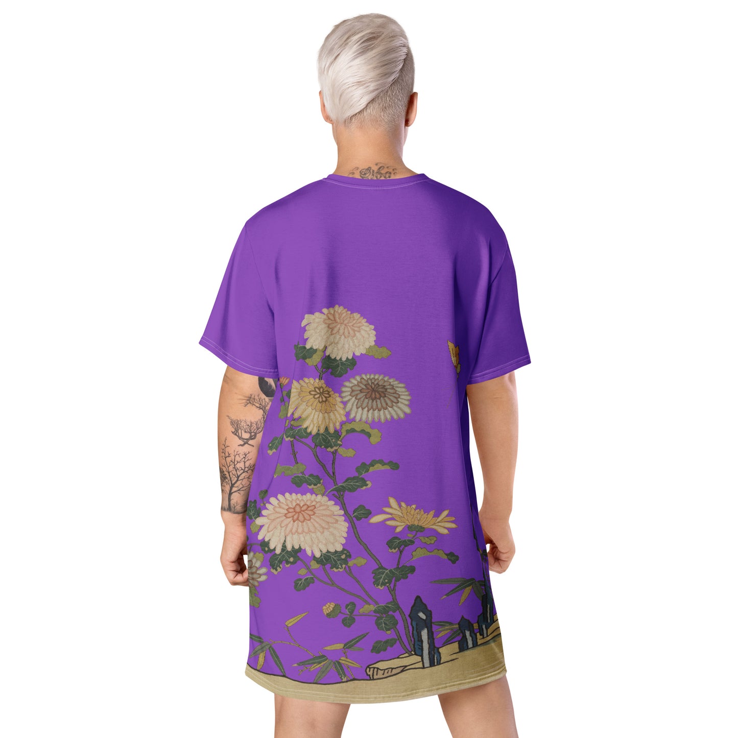 Kesi Flower Album｜Chrysanthemums and Butterflies｜T-shirt dress｜Purple