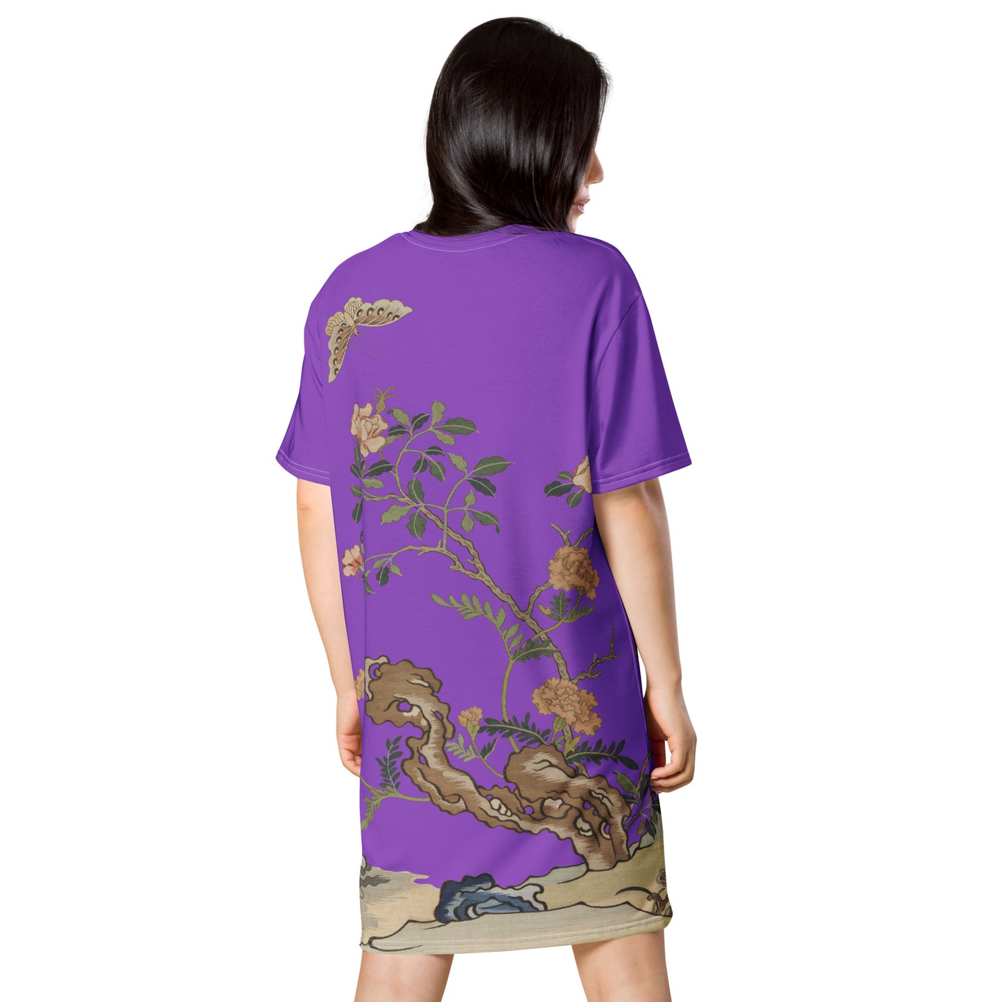 Kesi Flower Album｜Camellia and Butterfly｜T-shirt dress｜Purple