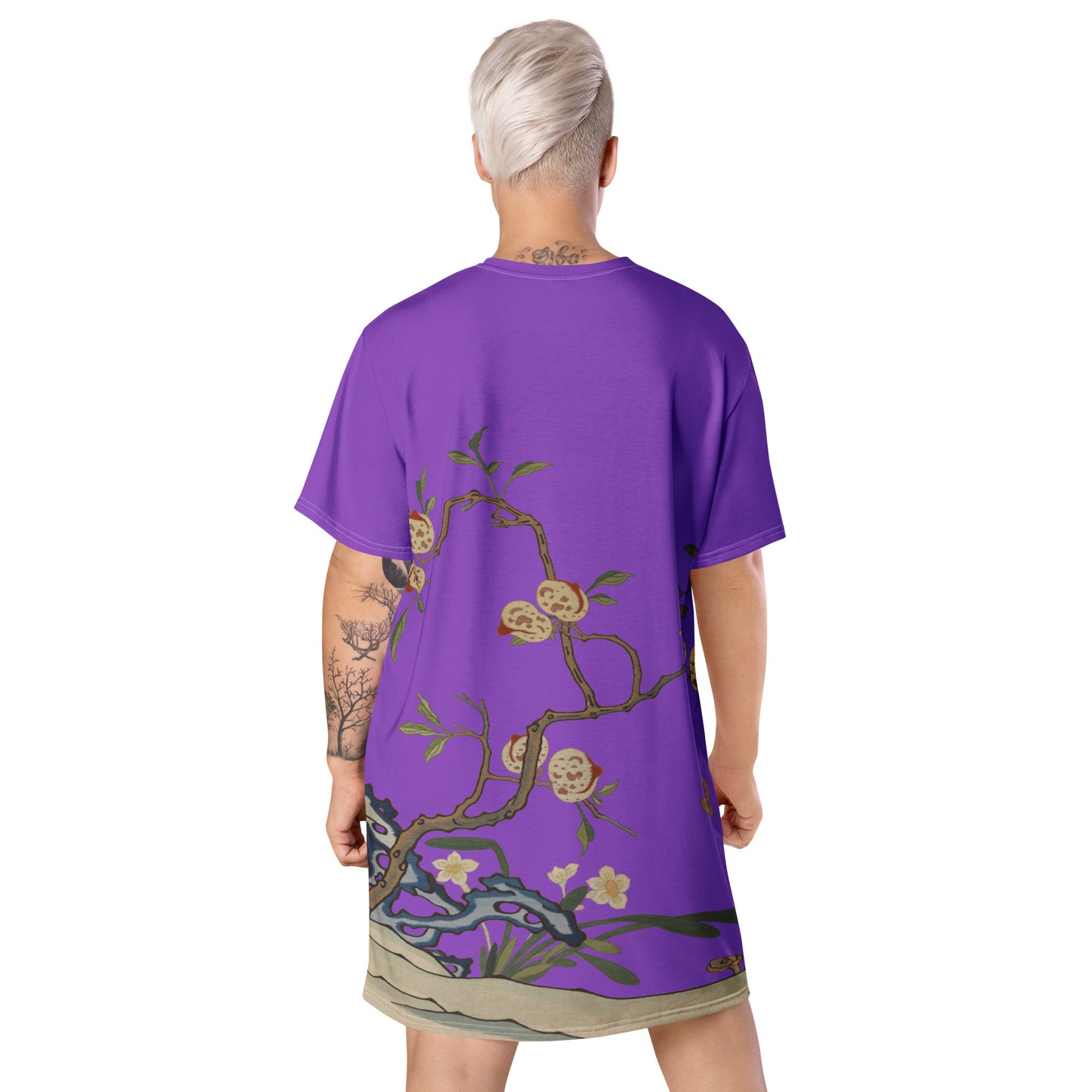 Kesi Flower Album｜Narcissus and Peaches｜T-shirt dress｜Purple