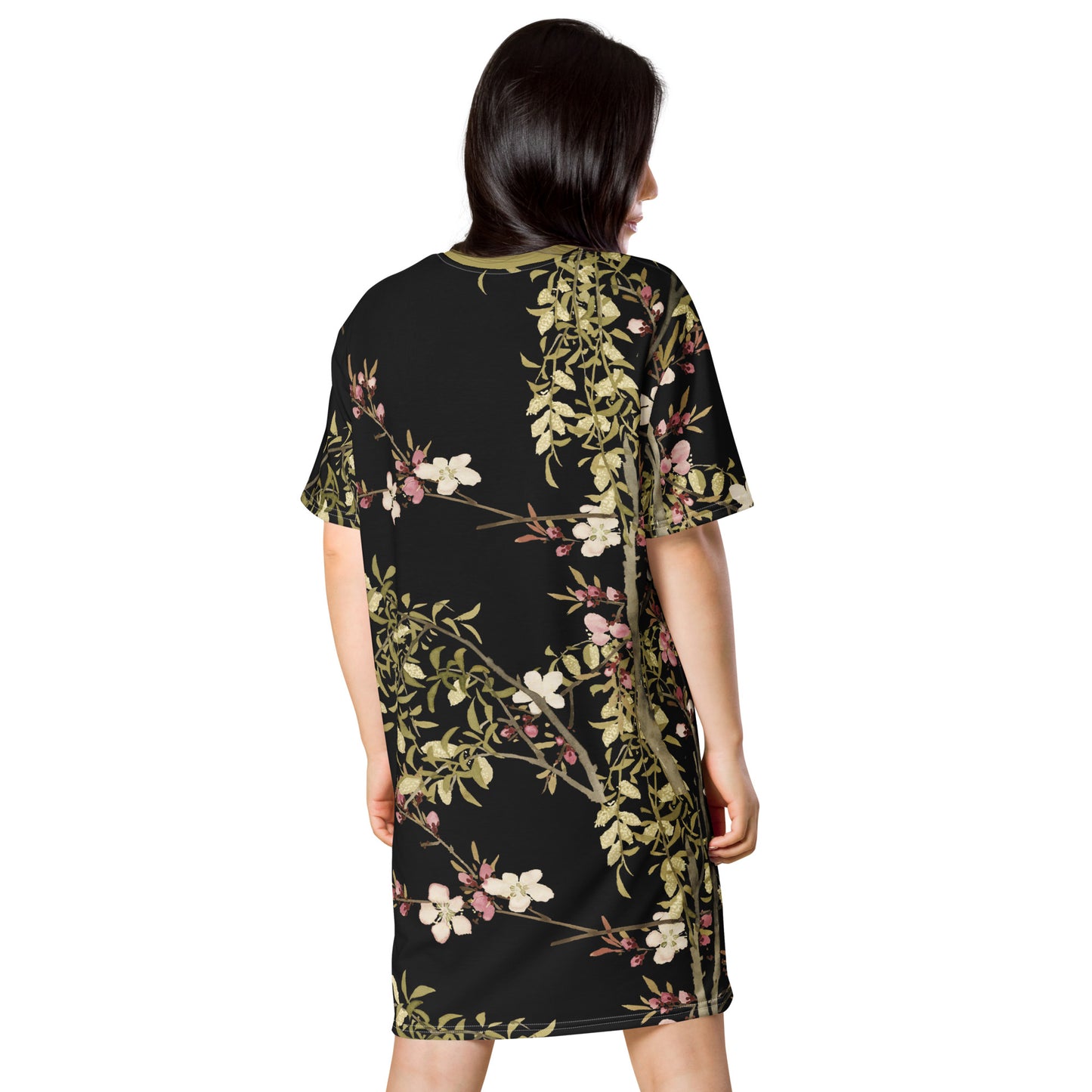 The Spirit of Flowers in Twelve Months｜Willow and Peach Blossom｜T-shirt dress｜Black