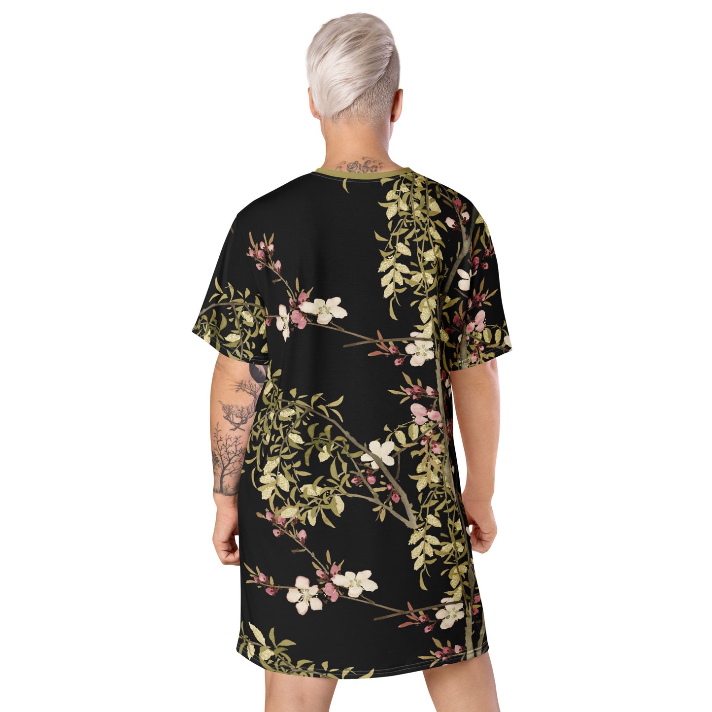 The Spirit of Flowers in Twelve Months｜Willow and Peach Blossom｜T-shirt dress｜Black