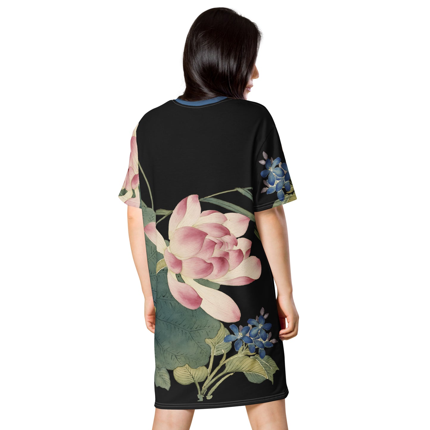 The Spirit of Flowers in Twelve Months｜Lotus in Bloom｜T-shirt dress｜Black