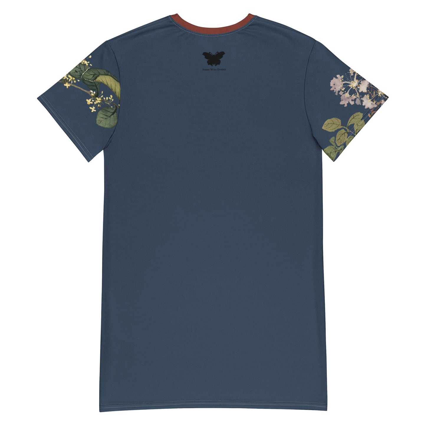 The Spirit of Flowers in Twelve Months｜Osmanthus and Crape Myrtle in Bloom｜T-shirt dress｜Dark blue