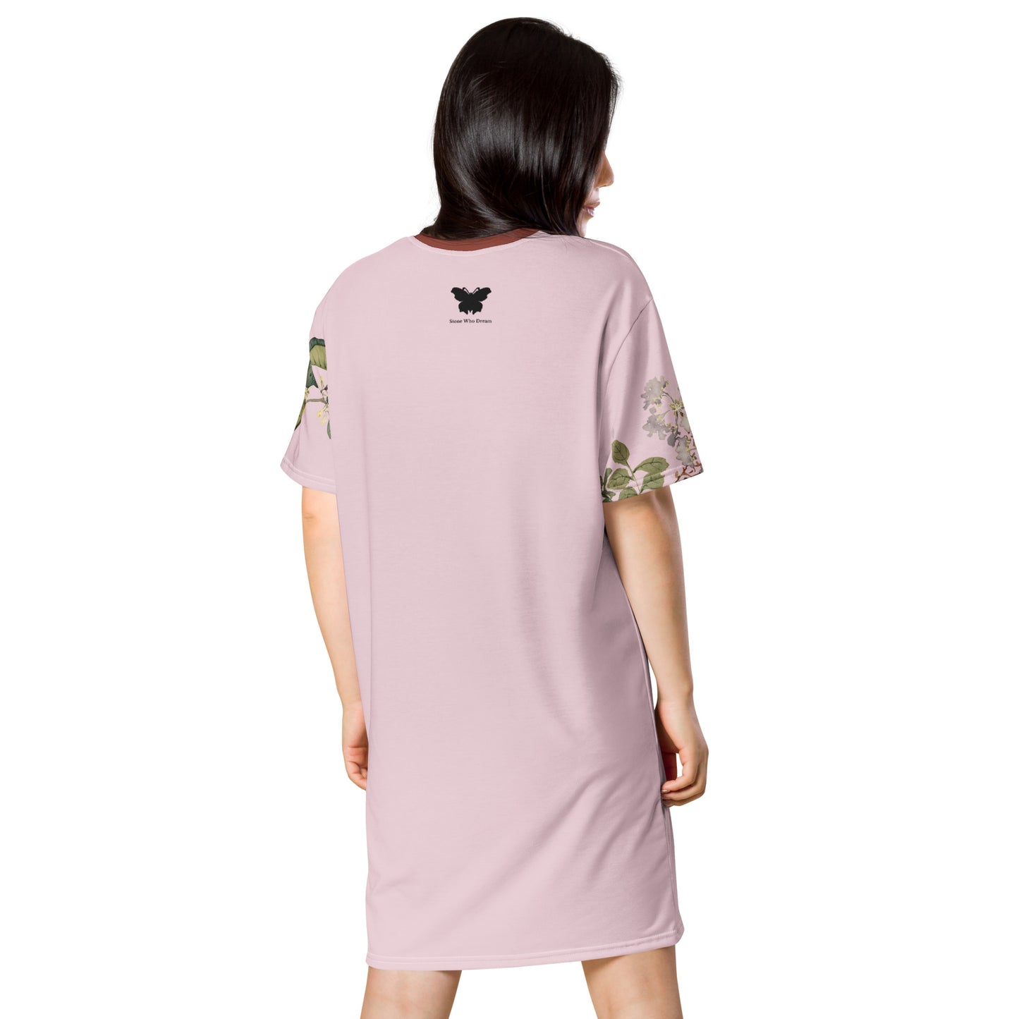 The Spirit of Flowers in Twelve Months｜Osmanthus and Crape Myrtle in Bloom｜T-shirt dress｜Pale pinkish gray