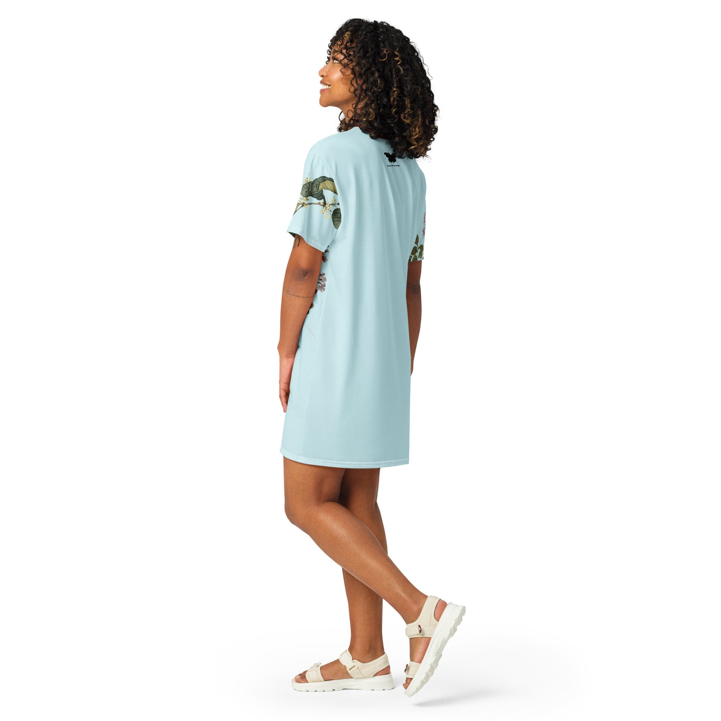 The Spirit of Flowers in Twelve Months｜Osmanthus and Crape Myrtle in Bloom｜T-shirt dress｜Aqua blue