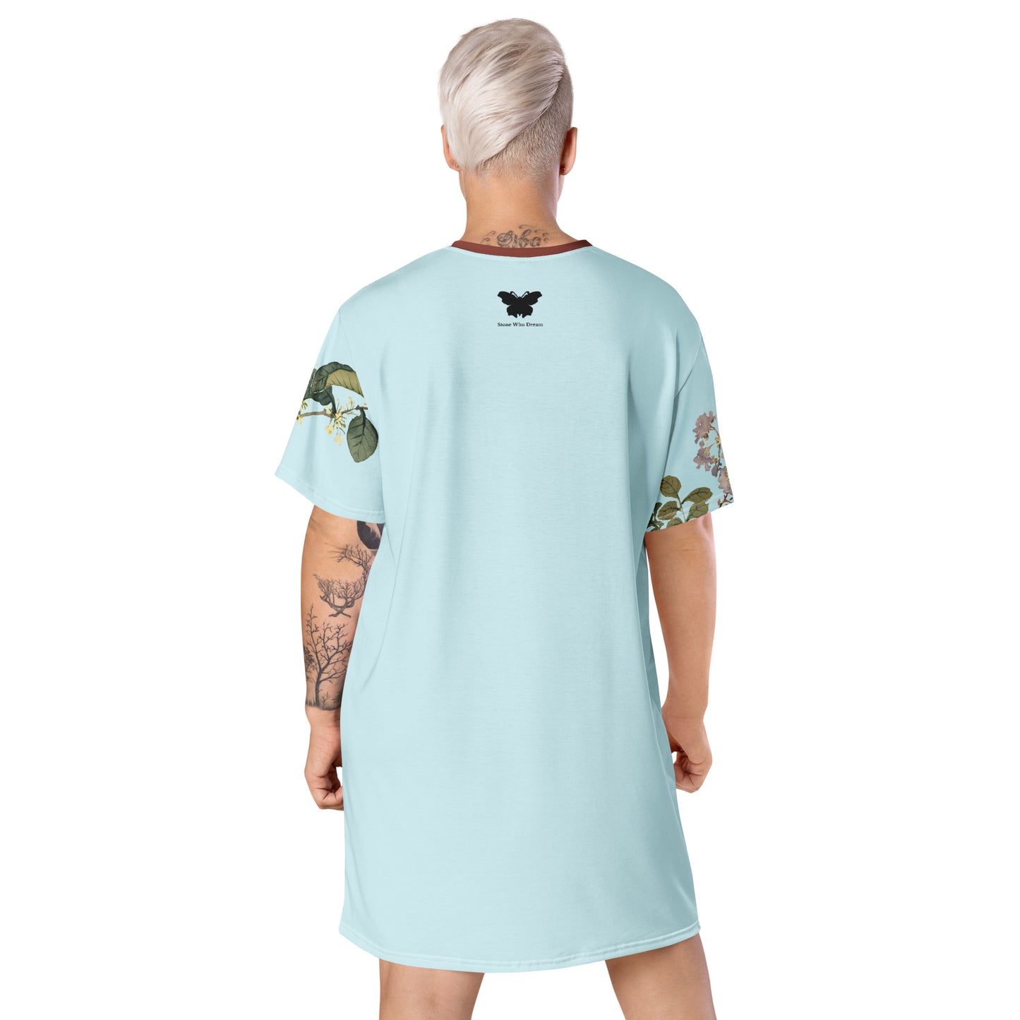 The Spirit of Flowers in Twelve Months｜Osmanthus and Crape Myrtle in Bloom｜T-shirt dress｜Aqua blue