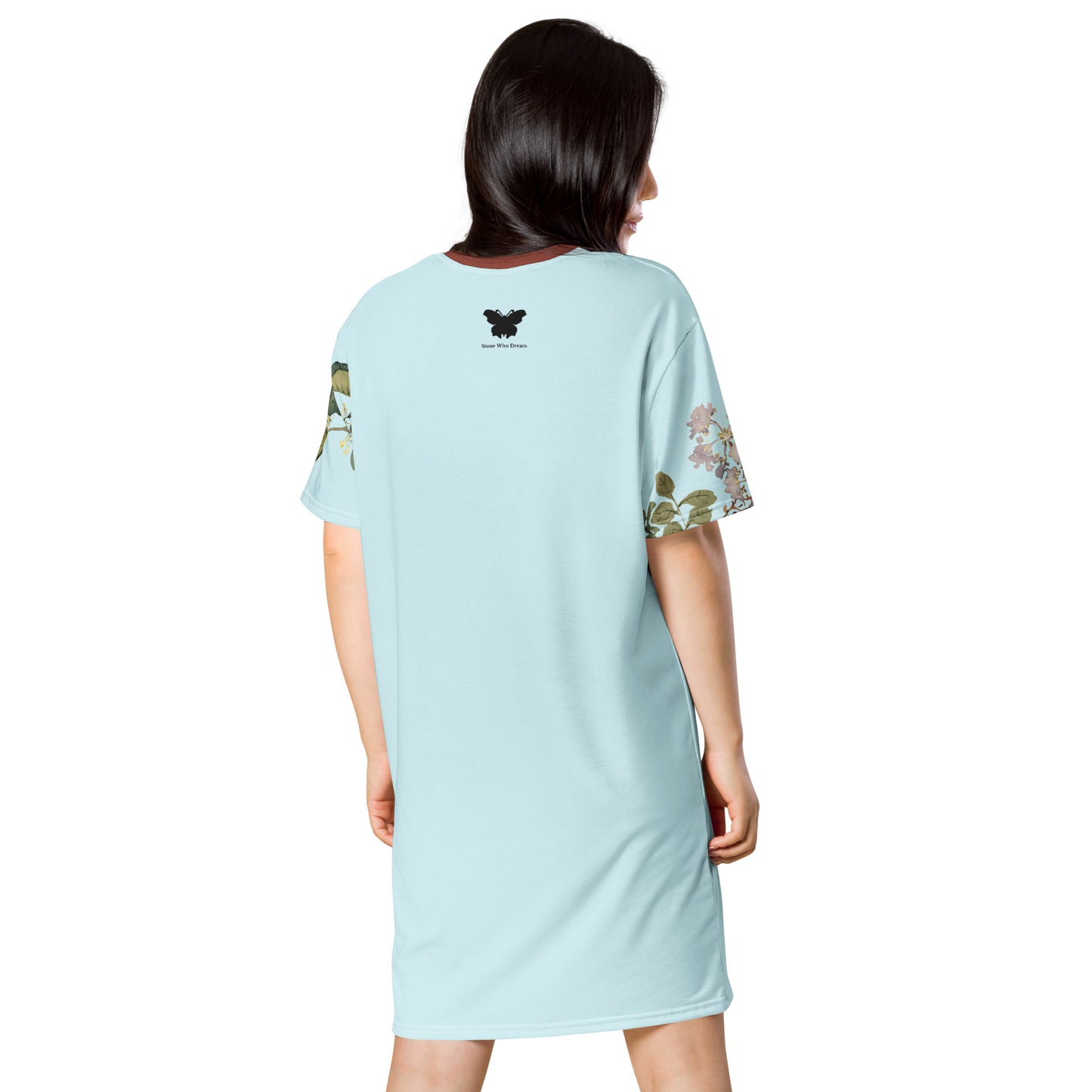 The Spirit of Flowers in Twelve Months｜Osmanthus and Crape Myrtle in Bloom｜T-shirt dress｜Aqua blue